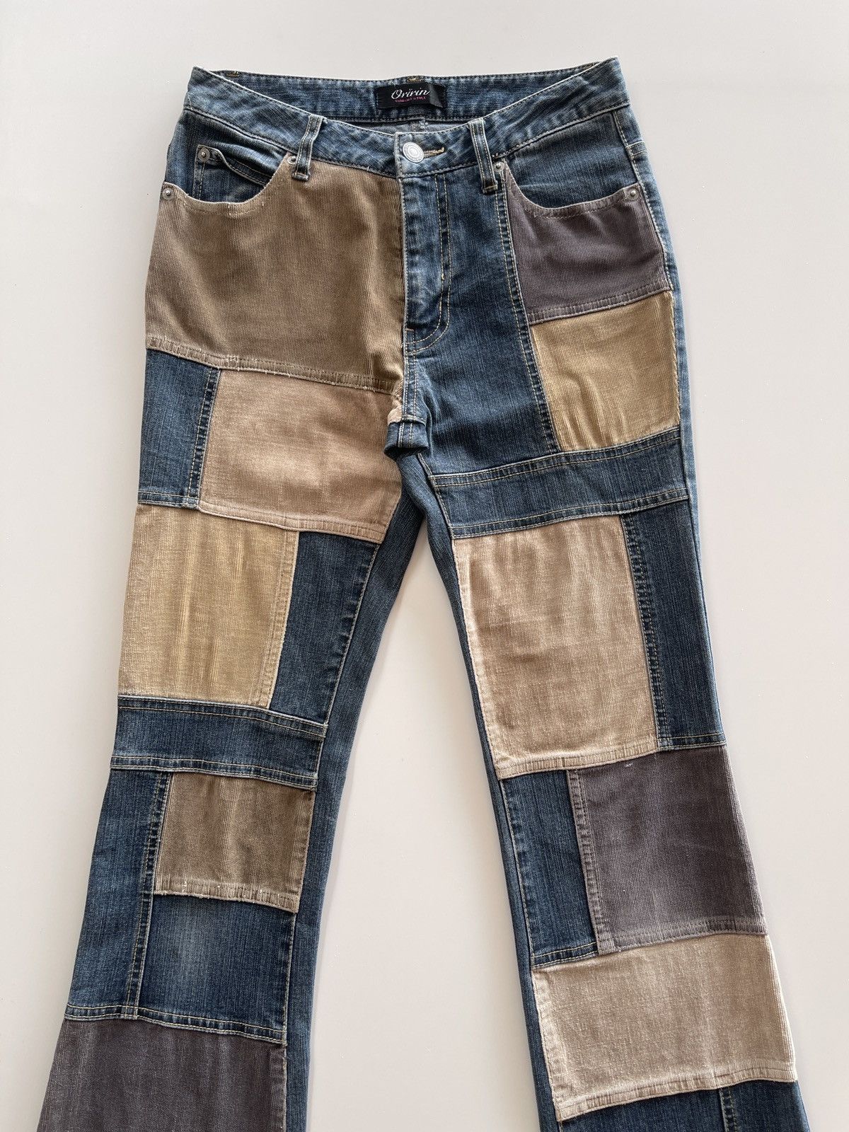 Japanese Brand Vintage Oririn Patchwork Flare Pants Size 26" / US 2 / IT 38 - 6 Thumbnail