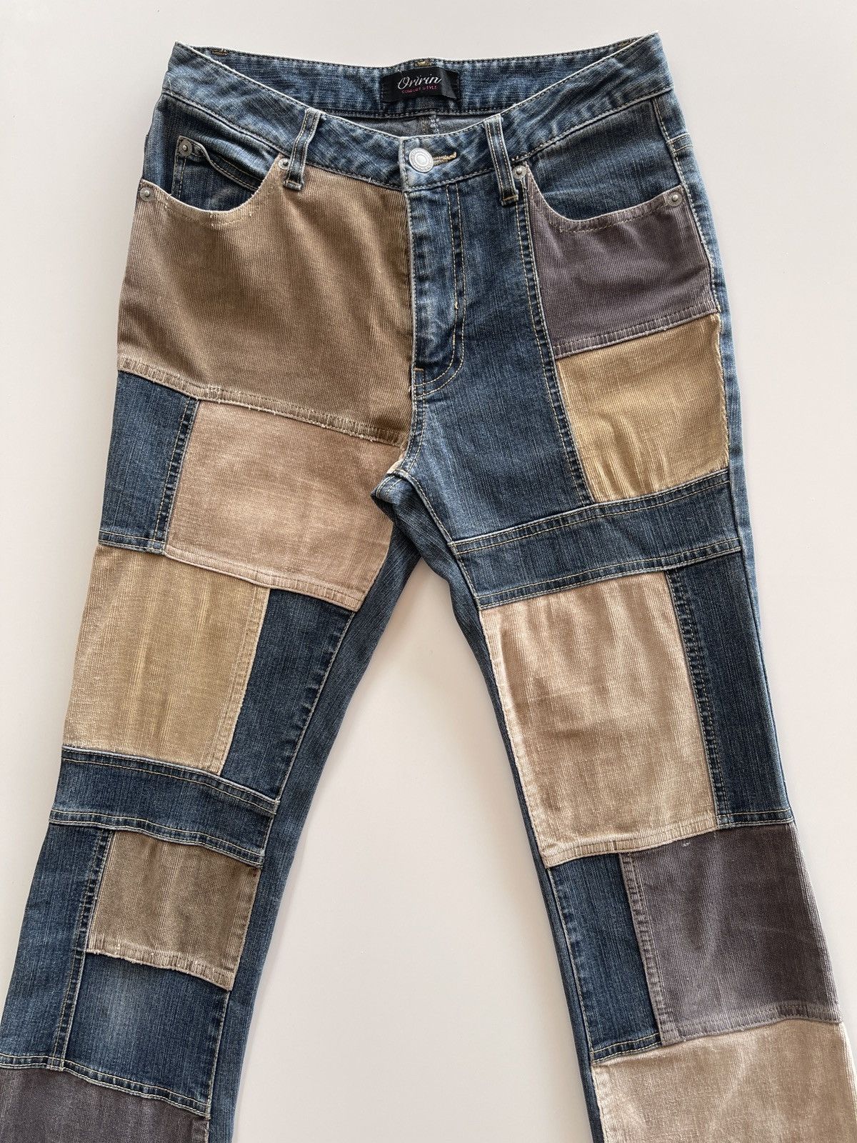 Japanese Brand Vintage Oririn Patchwork Flare Pants Size 26" / US 2 / IT 38 - 7 Thumbnail