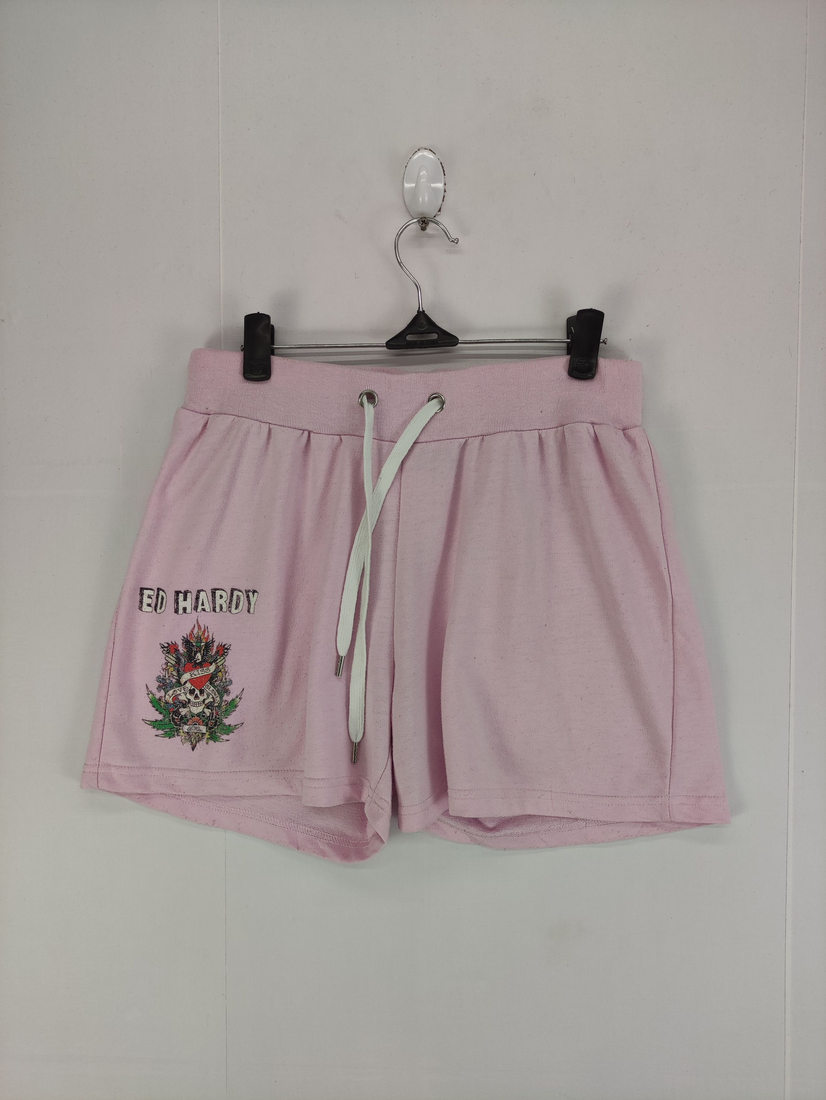 image of Vintage Ed Hardy Short Pants in Pink, Women's (Size 27)