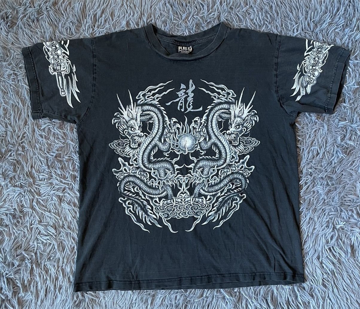 Japanese Brand × Vintage ☯️🐲Ying Yang in dragons hand 90s vtg Japanese style t-shirt Size US L / EU 52-54 / 3 - 2 Thumbnail