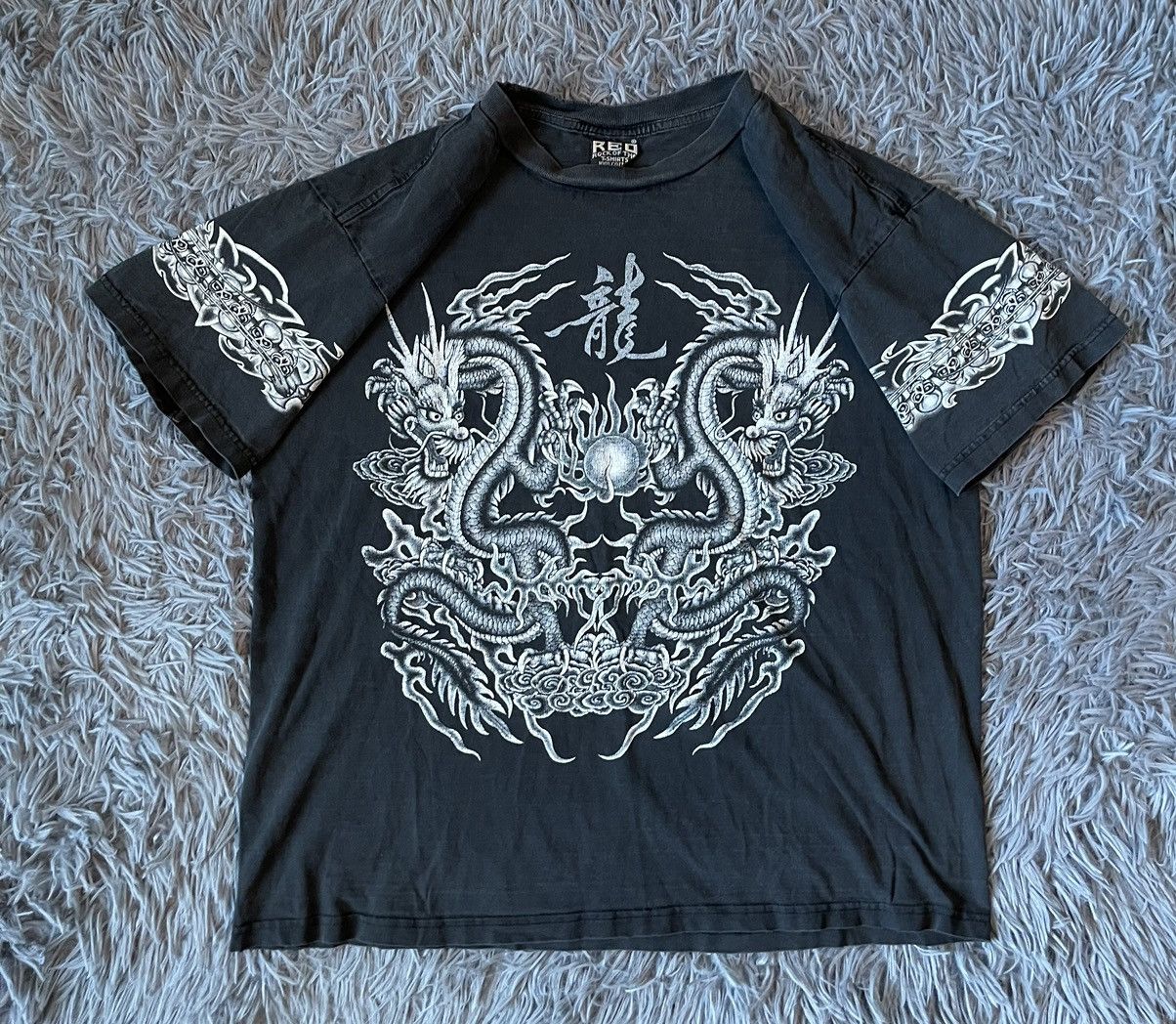 Japanese Brand × Vintage ☯️🐲Ying Yang in dragons hand 90s vtg Japanese style t-shirt Size US L / EU 52-54 / 3 - 6 Thumbnail
