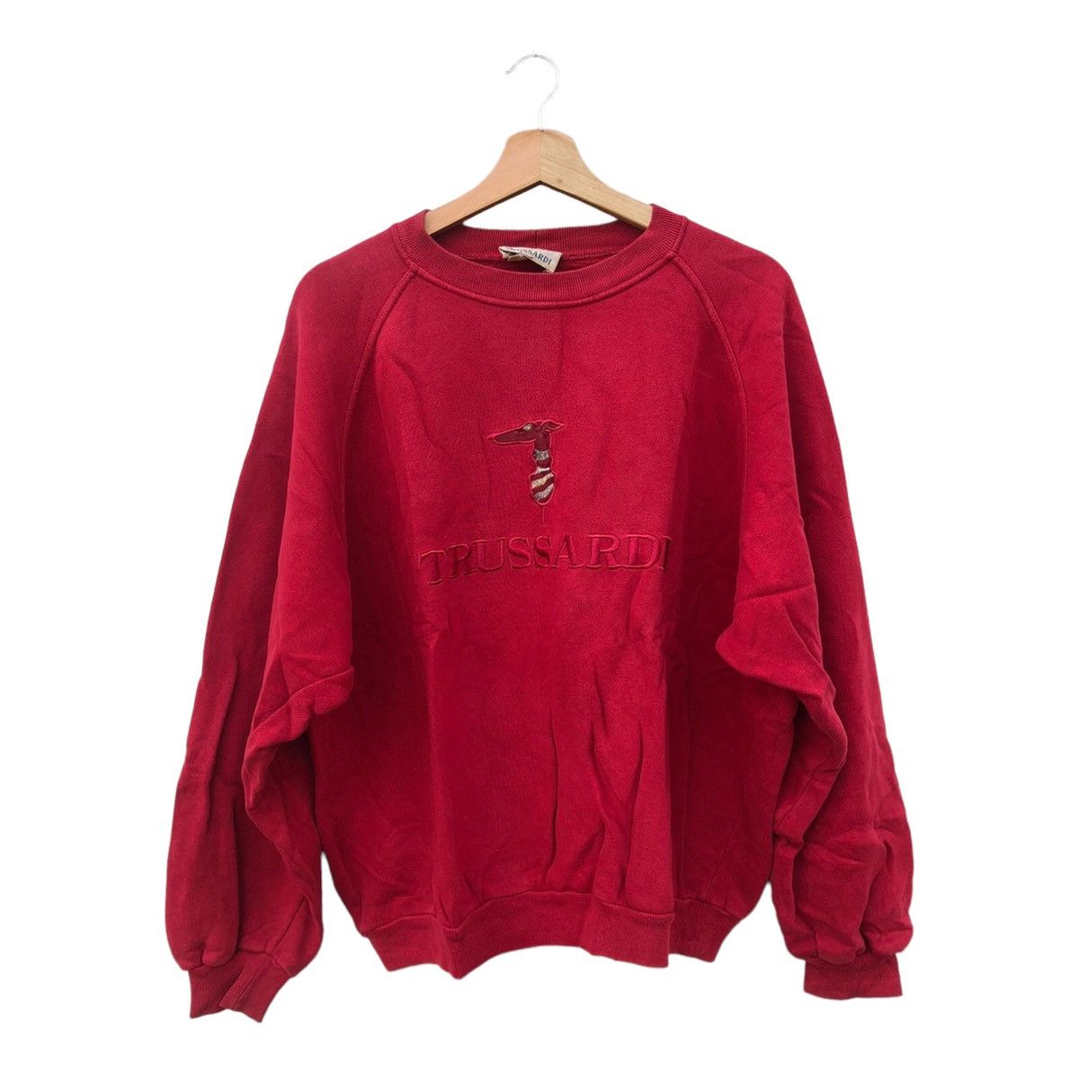 image of Trussardi Box Logo Sweatshirt Made In Italy in Red, Men's (Size Large)
