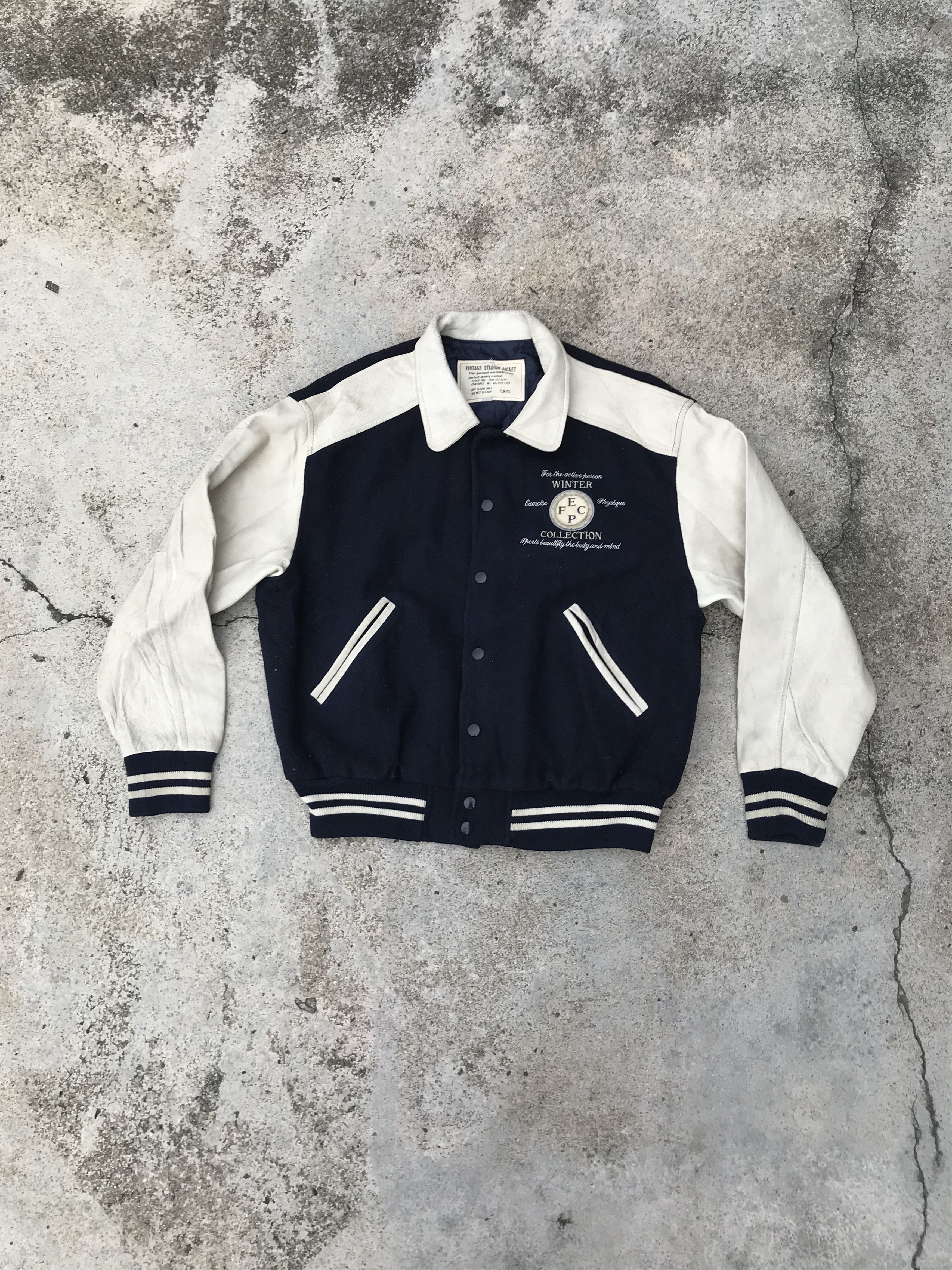 image of Oldvarsitystadium x Varsity Jacket Tokyo Club Stadium Varsity Jacket in Navy, Men's (Size Medium)
