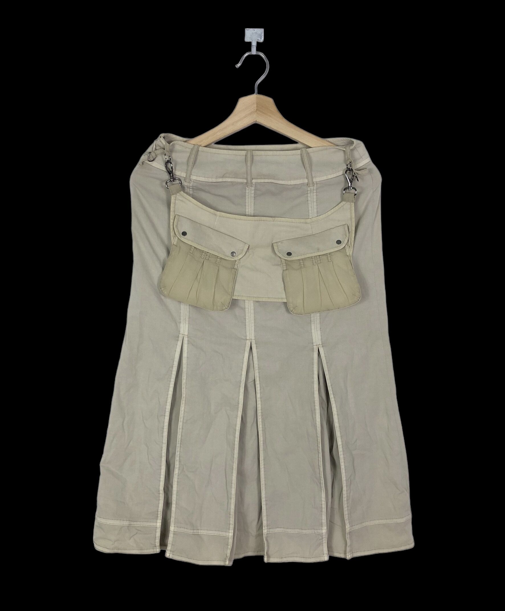 image of Hiroko Koshino Homme vintage Hiroko Koshino Bis Pleated Skirt in Cream Brown, Women's (Size 27)