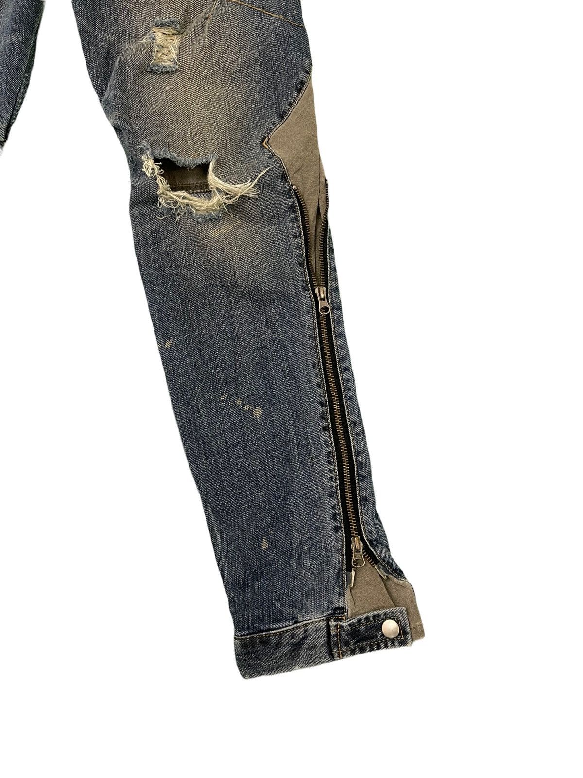 Japanese Brand PPFM Multizipped Distressed Denim Slim 6🟦 Size US 32 / EU 48 - 3 Thumbnail