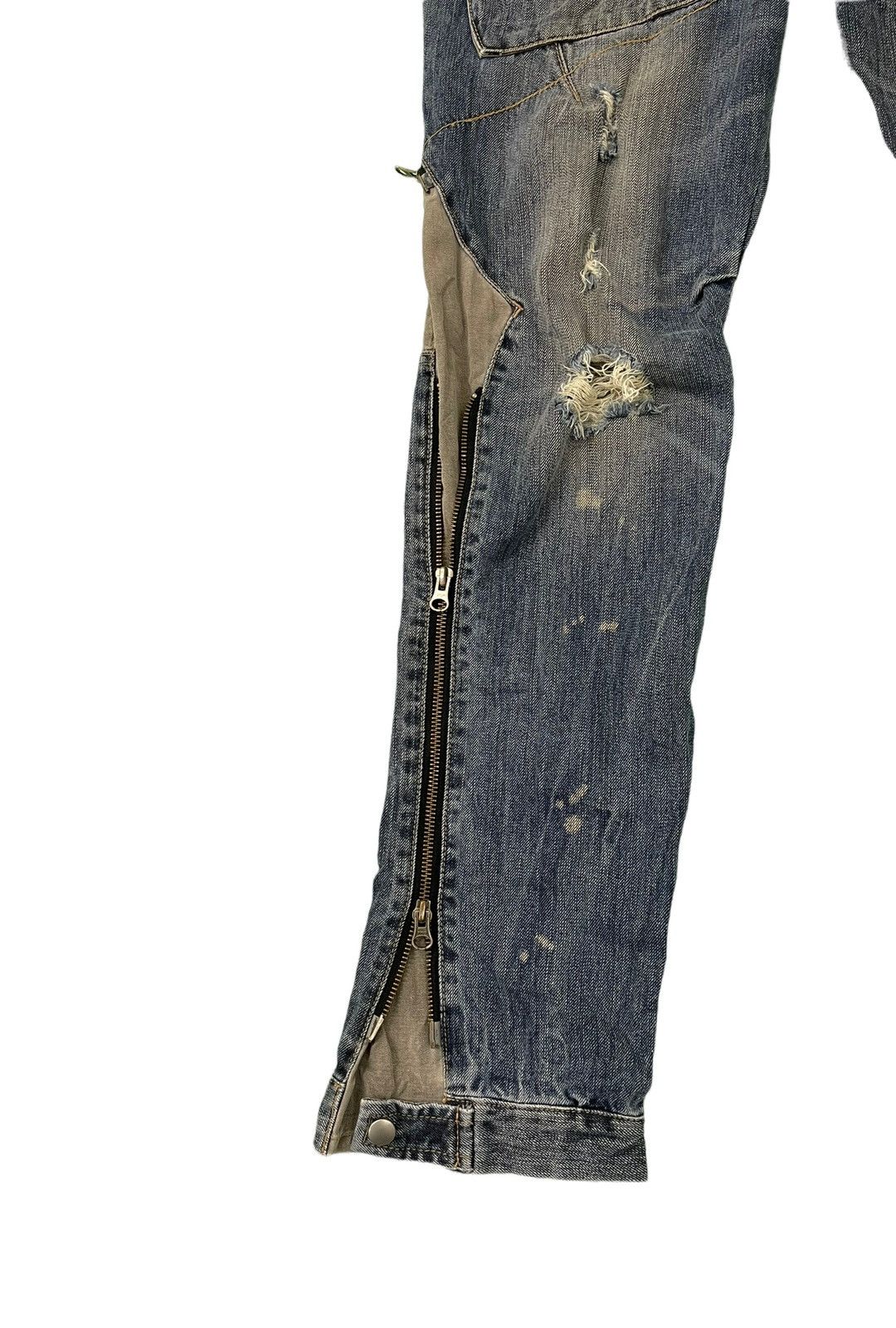 Japanese Brand PPFM Multizipped Distressed Denim Slim 6🟦 Size US 32 / EU 48 - 2 Thumbnail