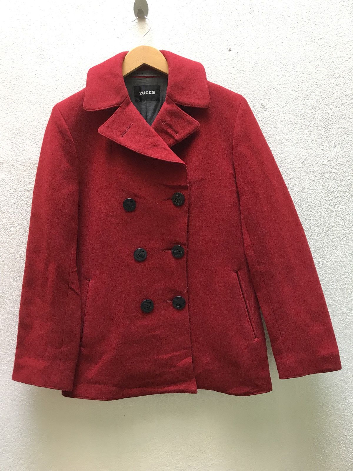 CABANE de ZUCCa × Issey Miyake × Japanese Brand 🔥FINAL DROP🔥 RED ZUCCA PEACOAT BUTTON MADE IN JAPAN Size US L / EU 52-54 / 3 - 1 Thumbnail