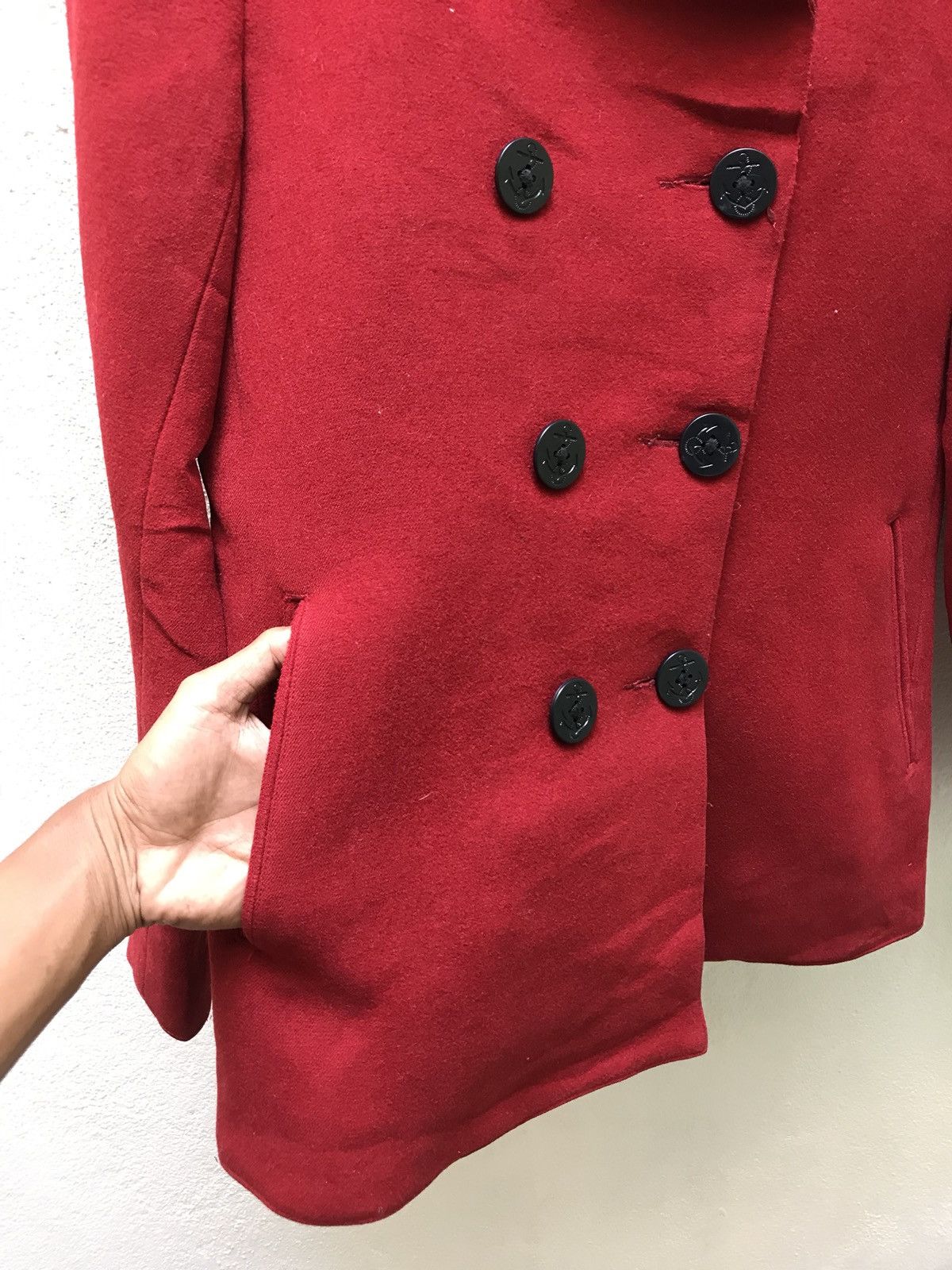 CABANE de ZUCCa × Issey Miyake × Japanese Brand 🔥FINAL DROP🔥 RED ZUCCA PEACOAT BUTTON MADE IN JAPAN Size US L / EU 52-54 / 3 - 8 Thumbnail
