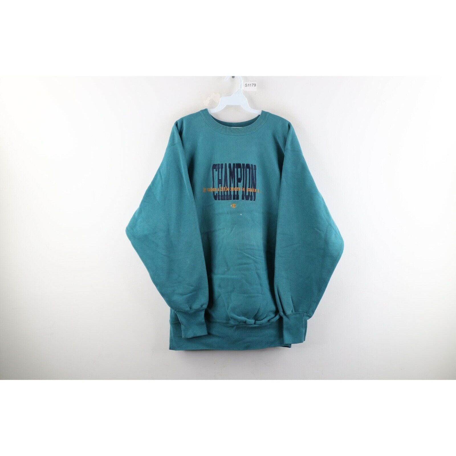 Vintage 80s Champion Reverse Weave Spell Out Sweatshirt Teal