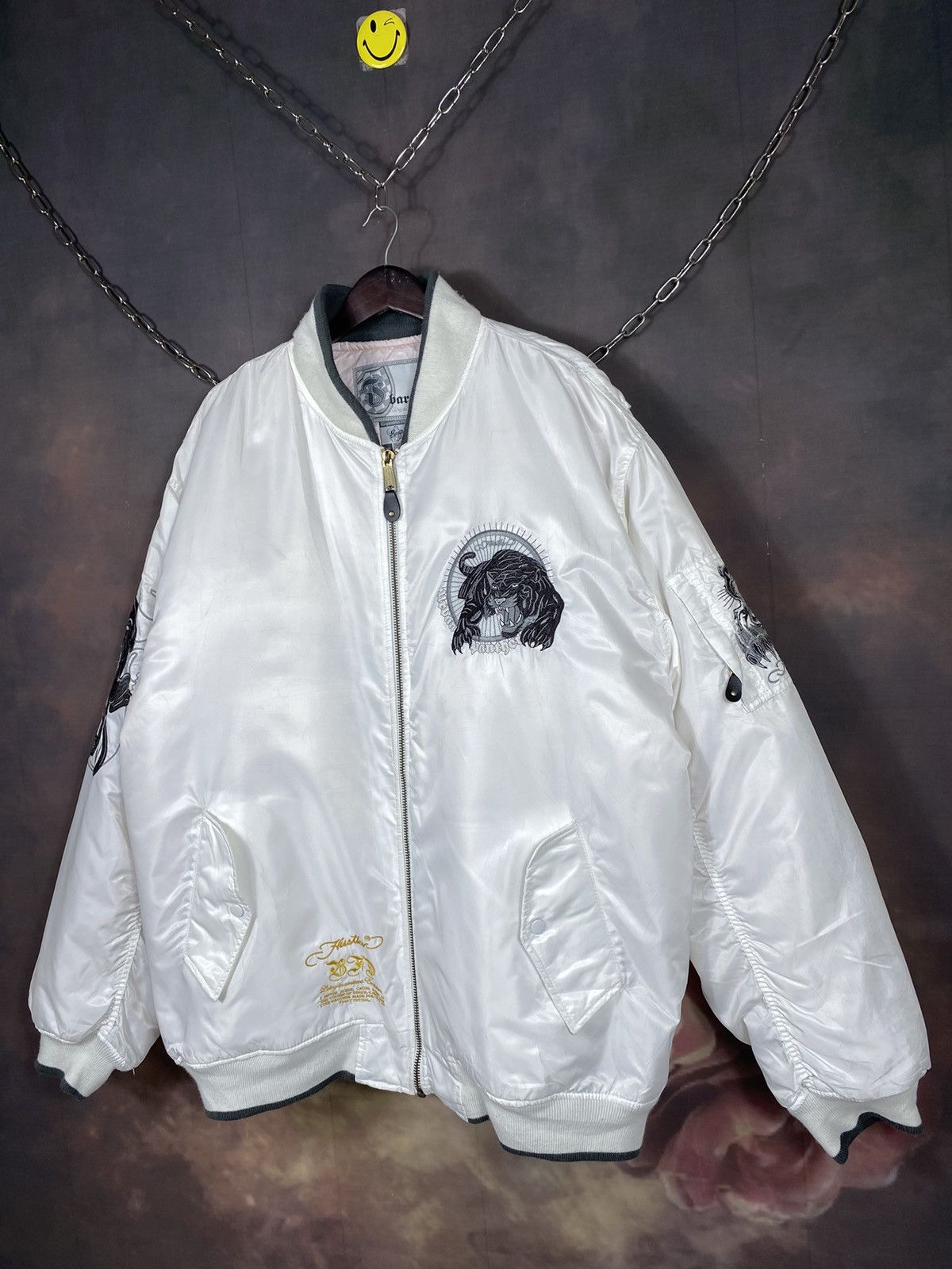Japanese Brand Vintage Embroidered Tiger Bomber Puffer Jacket Size US XXL / EU 58 / 5 - 5 Thumbnail