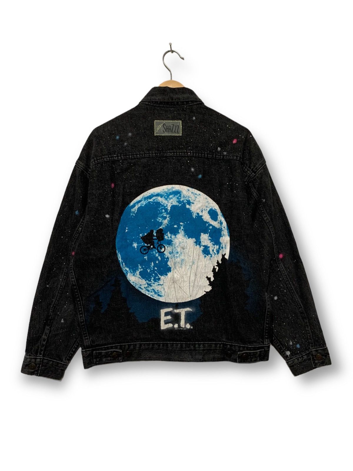 image of Vintage 80's E.t. Movie Denim Jacket in Washed Black, Men's (Size Medium)