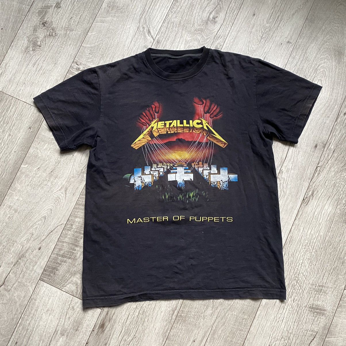 image of Band Tees x Vintage Metallica Rock Band Master Of Puppets Faded T Shirt in Black, Men's (Size XL)