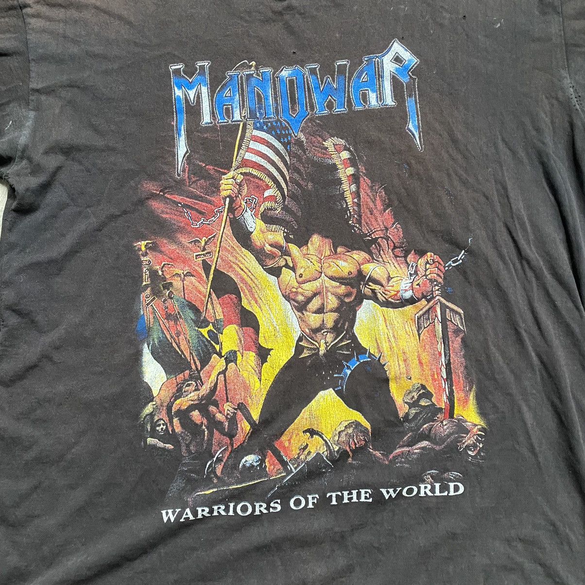 Band Tees MANOWAR BAND 90s FADED DISTRESSED T SHIRT Size US XL / EU 56 / 4 - 3 Thumbnail