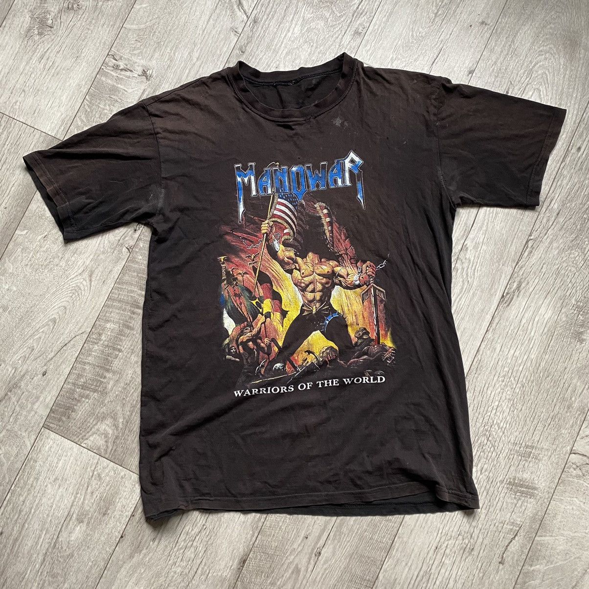 Band Tees MANOWAR BAND 90s FADED DISTRESSED T SHIRT Size US XL / EU 56 / 4 - 1 Thumbnail