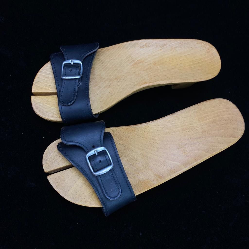 Maison Margiela Wood Leather Strap Tabi Sandals Size US 8 / IT 38 - 1 Thumbnail