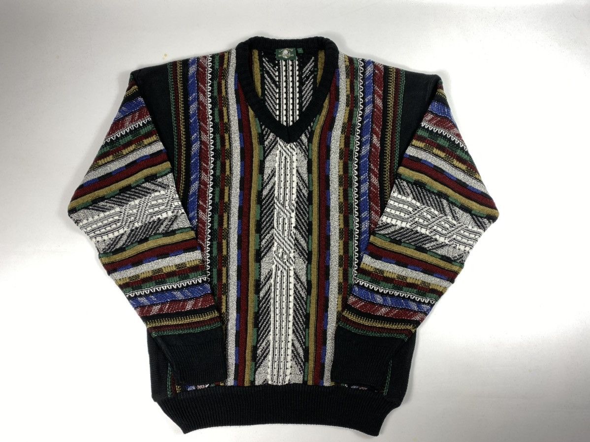 Vintage 🔥LASTDROP🔥 Knitted Coogi Style Sweater V-neck Size US L / EU 52-54 / 3 - 2 Thumbnail