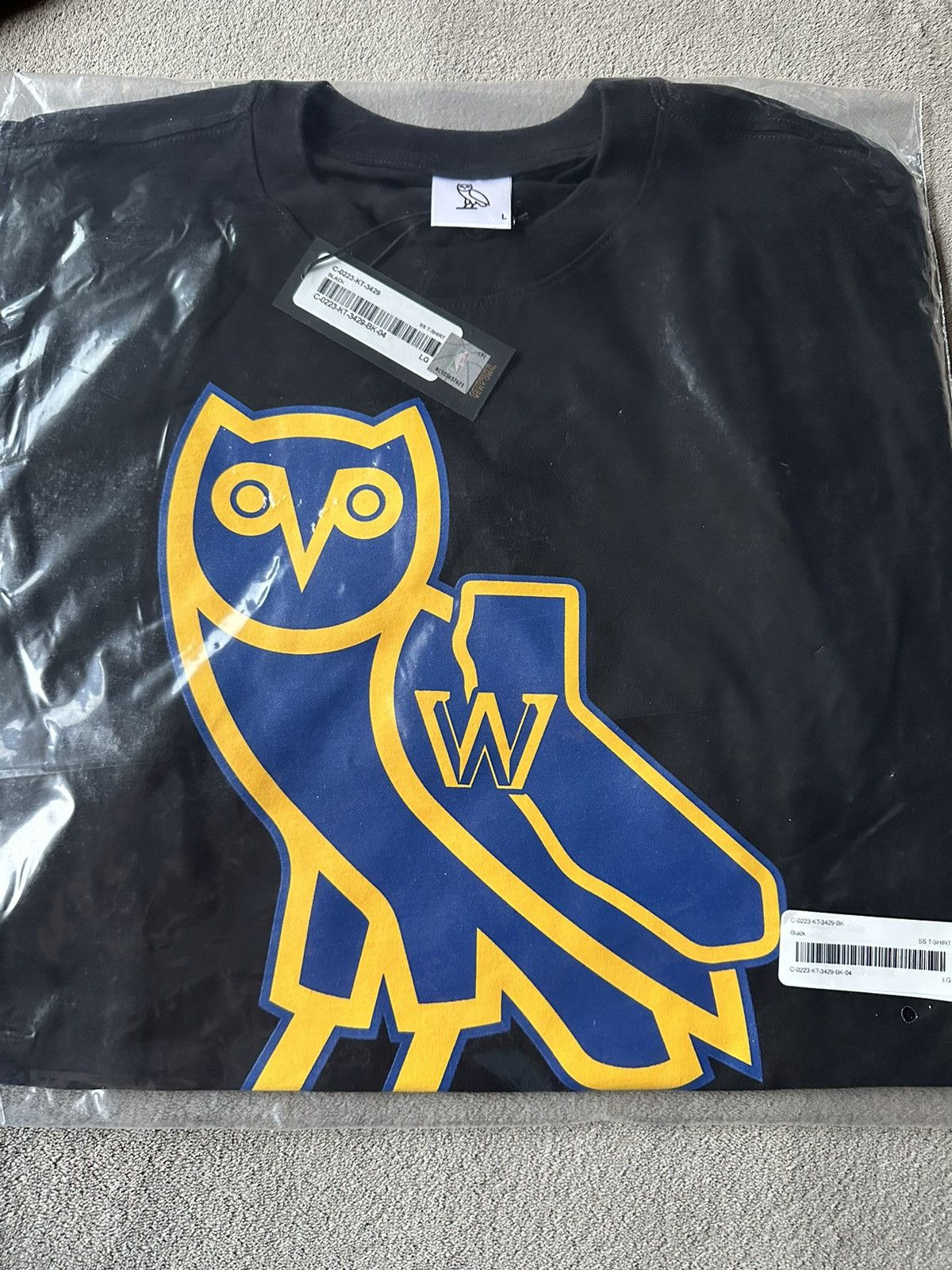 image of Hype x NBA Ovo X Nba Golden State Warriors OG Owl T-Shirt New With Tags in Black, Men's (Size Large