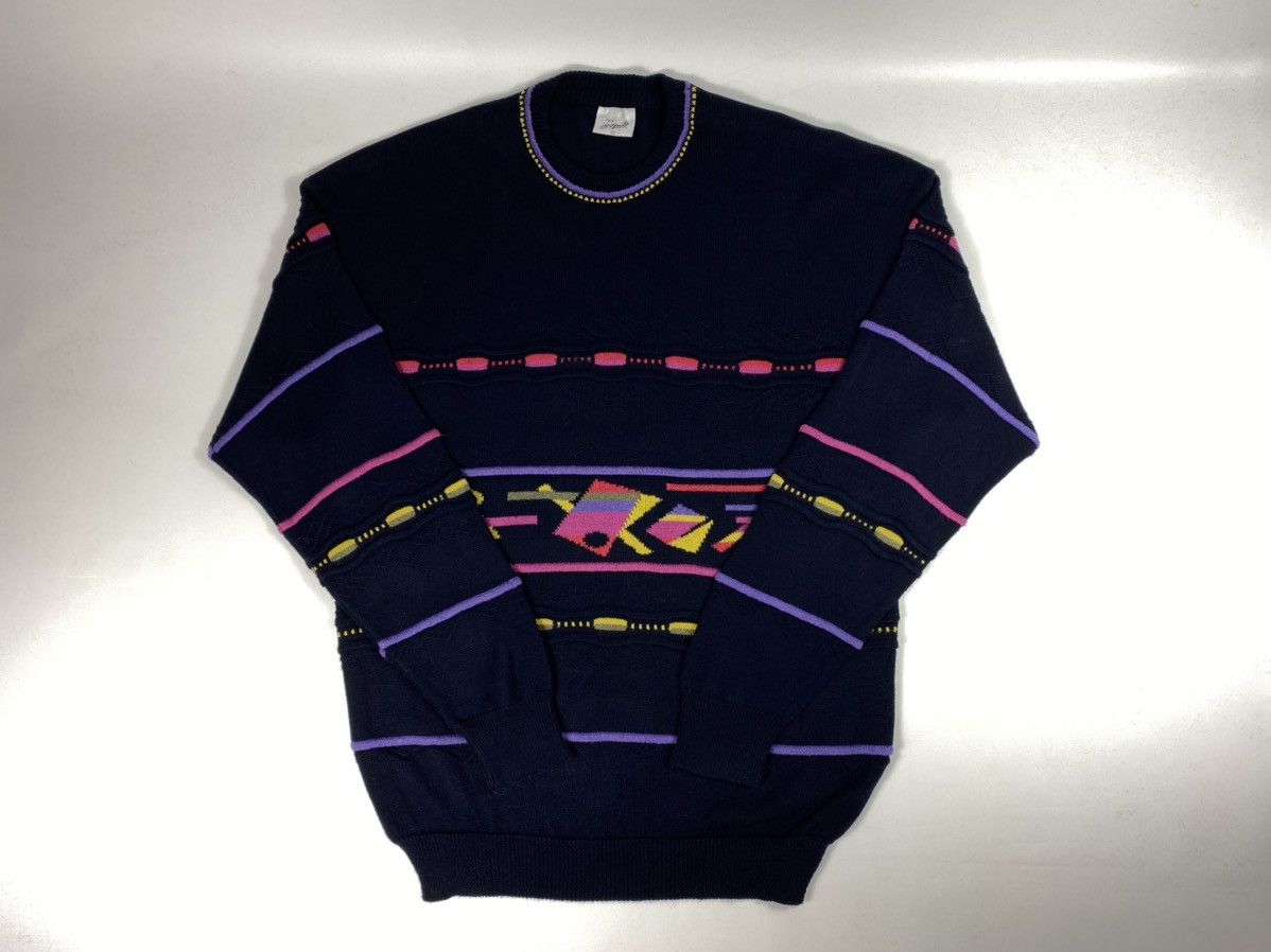 Vintage 🔥LASTDROP🔥 Coloured Knitted Sweater Coogi Style 90s 80s Size US XL / EU 56 / 4 - 2 Thumbnail
