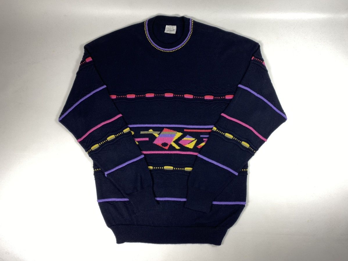Vintage 🔥LASTDROP🔥 Coloured Knitted Sweater Coogi Style 90s 80s Size US XL / EU 56 / 4 - 3 Thumbnail