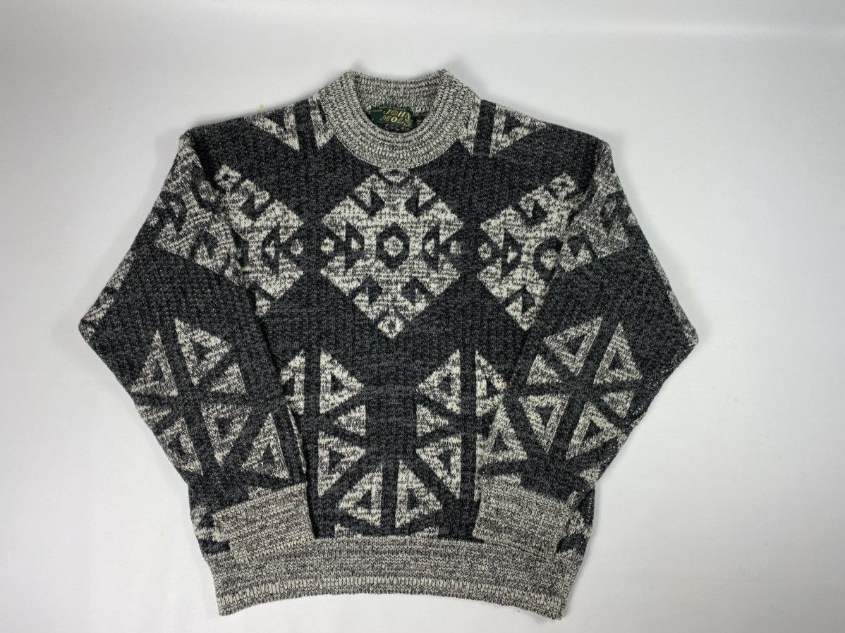Vintage 🔥LASTDROP🔥 Made In France Abstract Knitted Wool Grey Size US L / EU 52-54 / 3 - 2 Thumbnail
