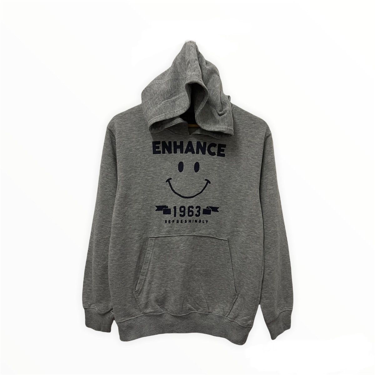 Japanese Brand × Vintage Vintage Enhance Smiley Face Big Logo Hoodie Sweatshirt Size US S / EU 44-46 / 1 - 1 Thumbnail