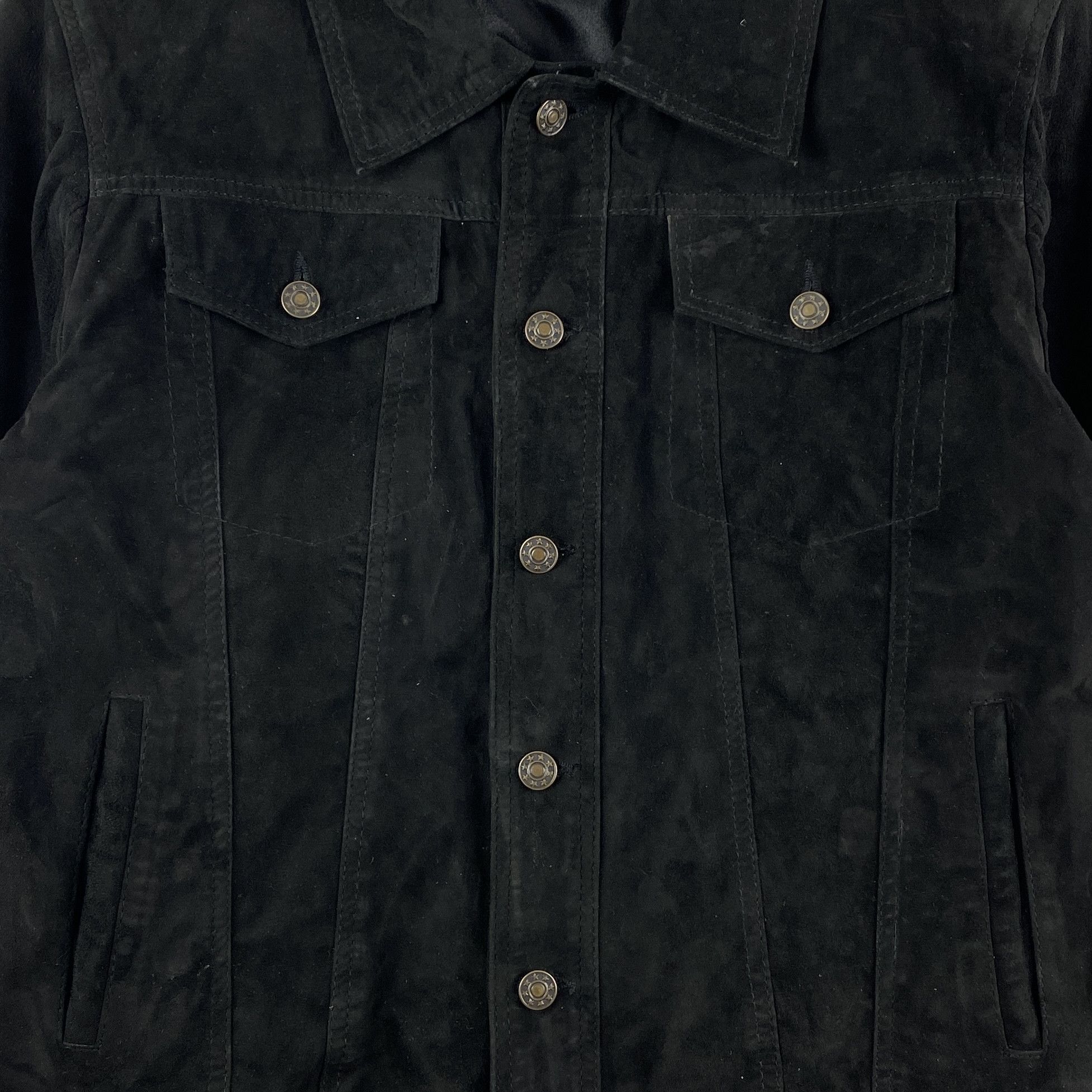 Vintage Vintage Black Suede Trucker Jacket Size US S / EU 44-46 / 1 - 4 Thumbnail