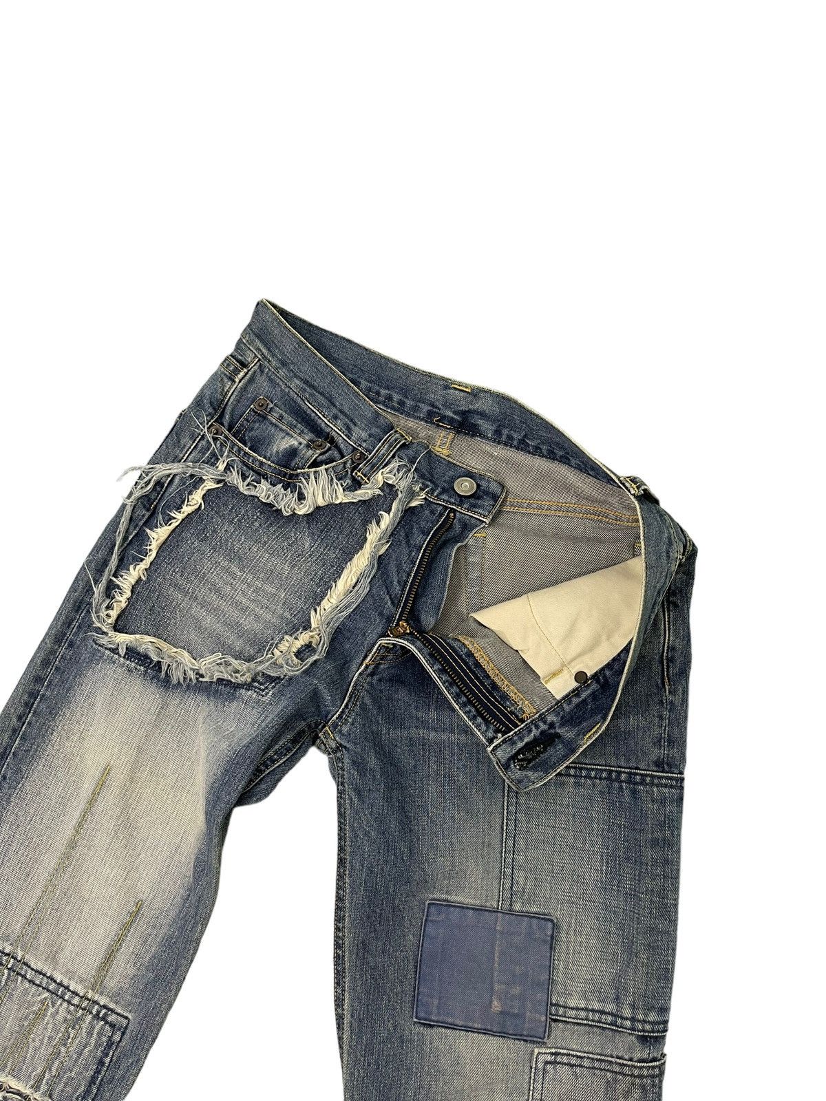 Japanese Brand Slim Jeans John Bull Japan Patchwork Boro Denim 9🟦 Size US 30 / EU 46 - 10 Thumbnail