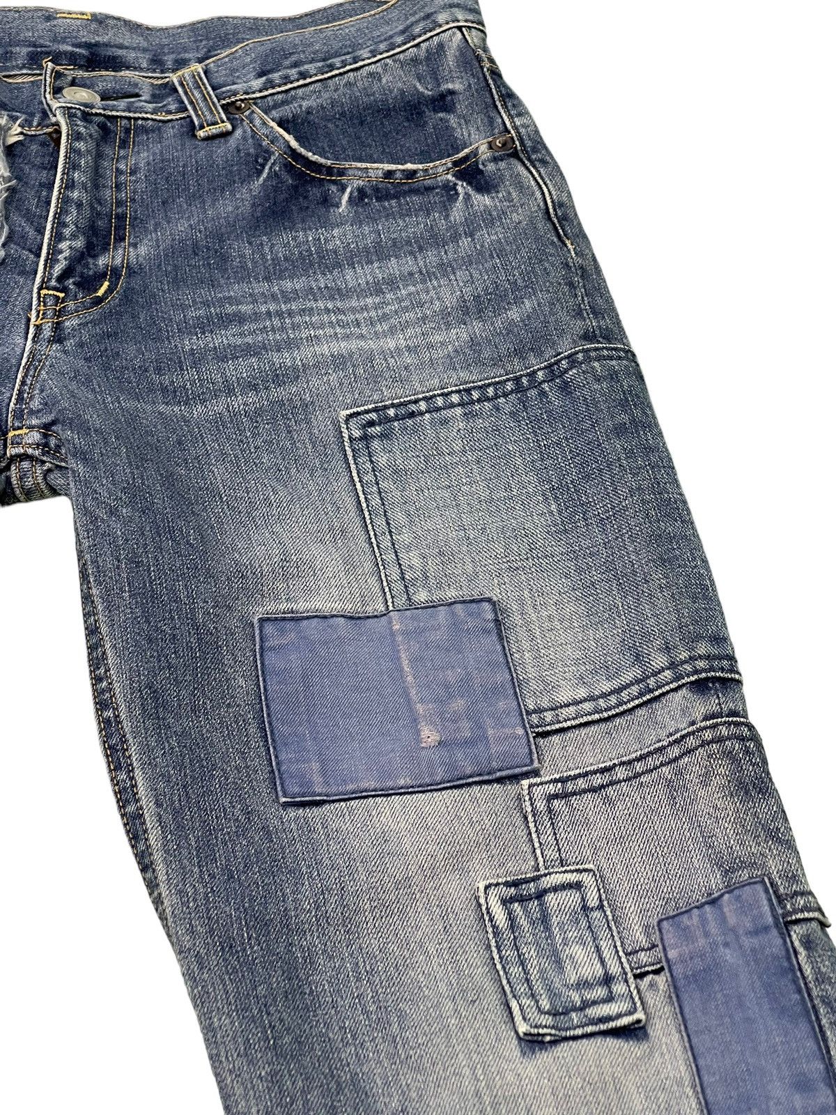 Japanese Brand Slim Jeans John Bull Japan Patchwork Boro Denim 9🟦 Size US 30 / EU 46 - 8 Thumbnail