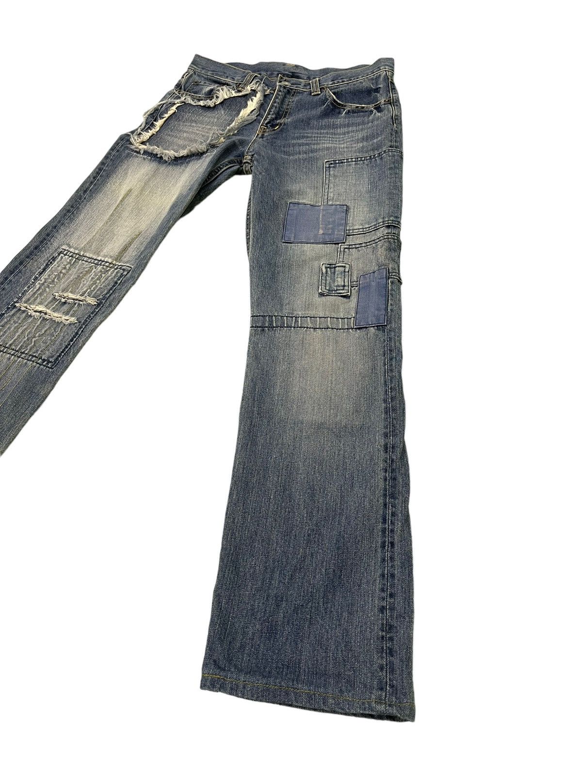 Japanese Brand Slim Jeans John Bull Japan Patchwork Boro Denim 9🟦 Size US 30 / EU 46 - 3 Thumbnail