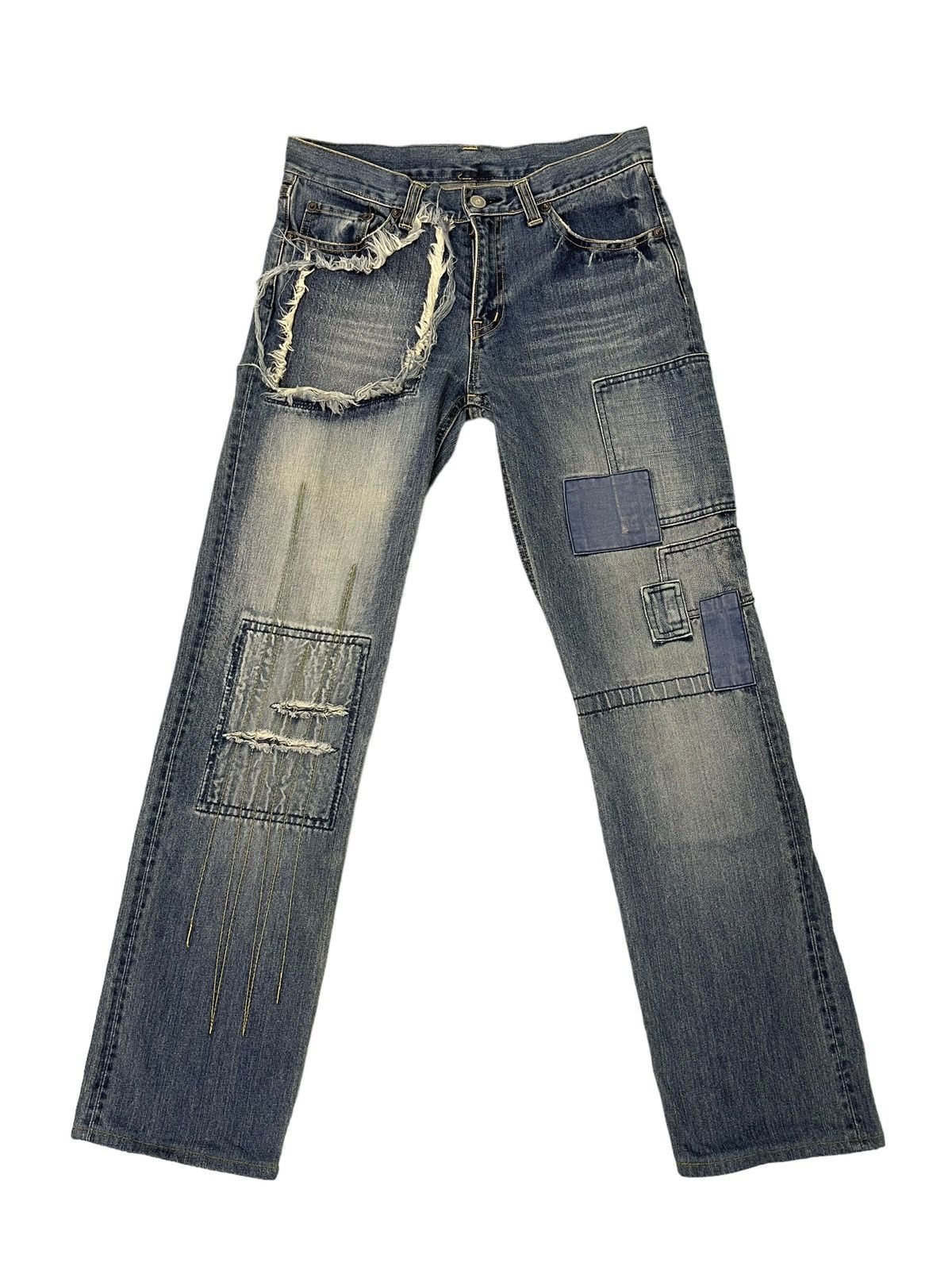 Japanese Brand Slim Jeans John Bull Japan Patchwork Boro Denim 9🟦 Size US 30 / EU 46 - 1 Thumbnail