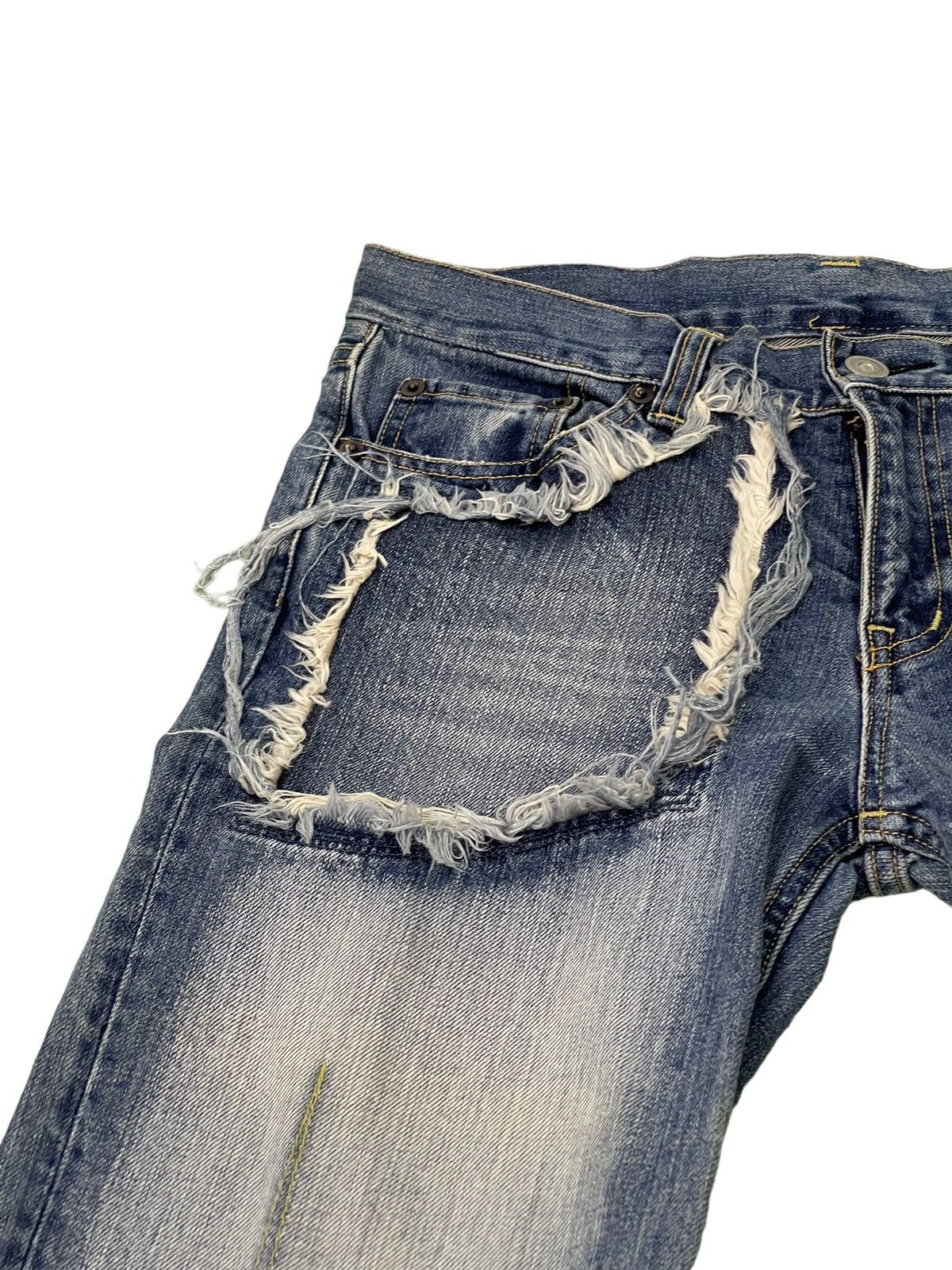 Japanese Brand Slim Jeans John Bull Japan Patchwork Boro Denim 9🟦 Size US 30 / EU 46 - 9 Thumbnail