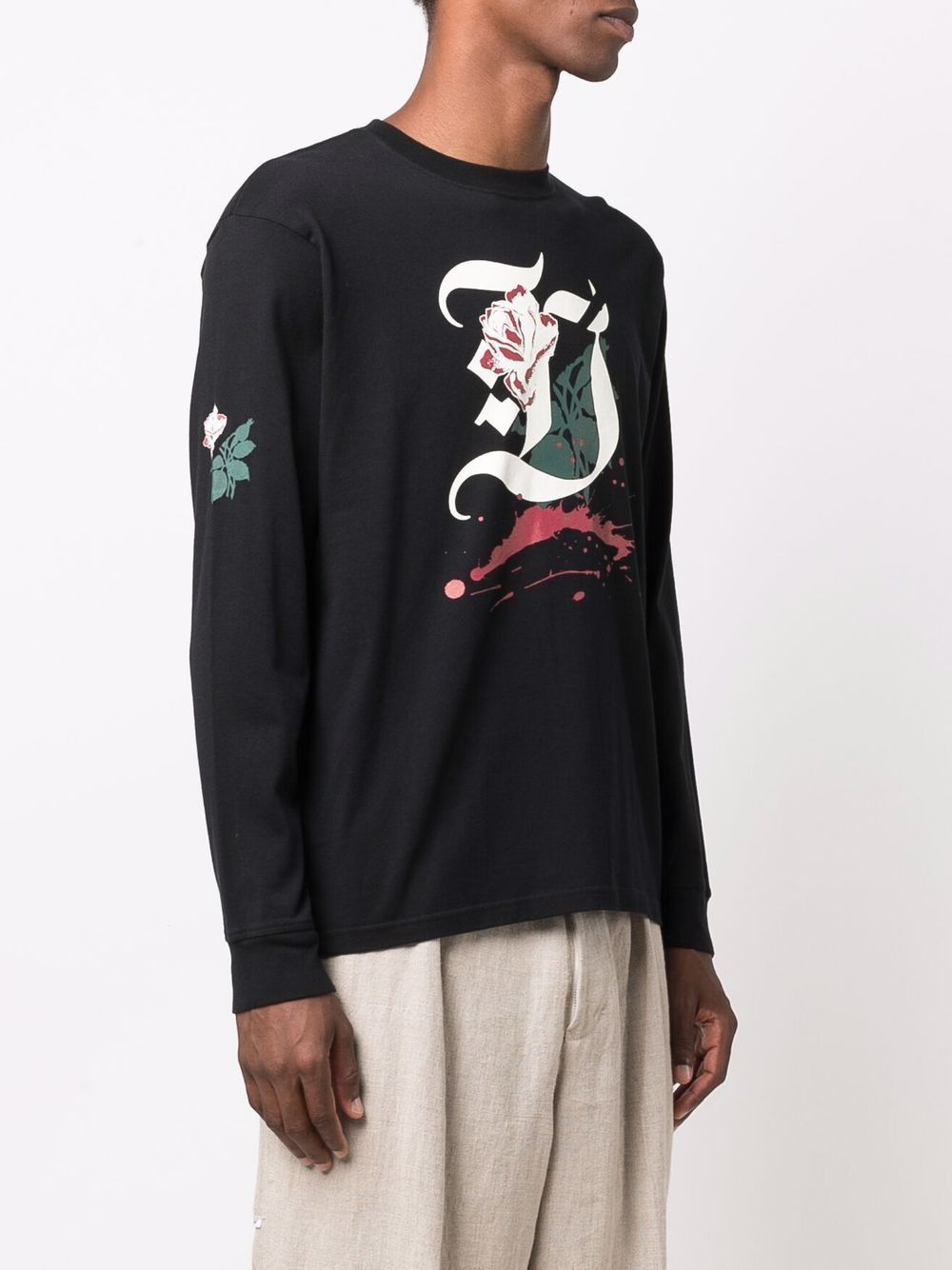 Undercover Rose Monogram Long Sleeve Cotton Tee Size US XXL / EU 58 / 5 - 5 Thumbnail