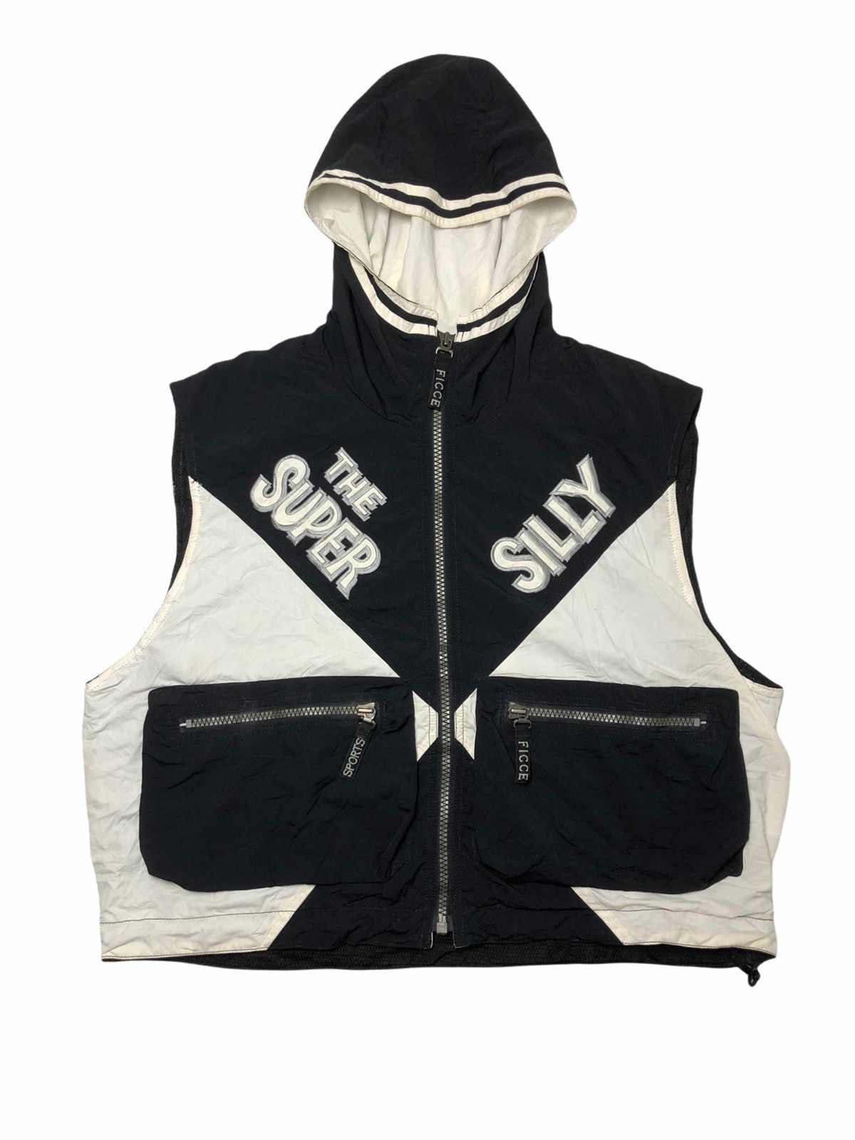 image of Yoshiyuki Konishi Aw1999 Ficce Hanna Barbera Muttley Hooded Vest in Black, Men's (Size Large)