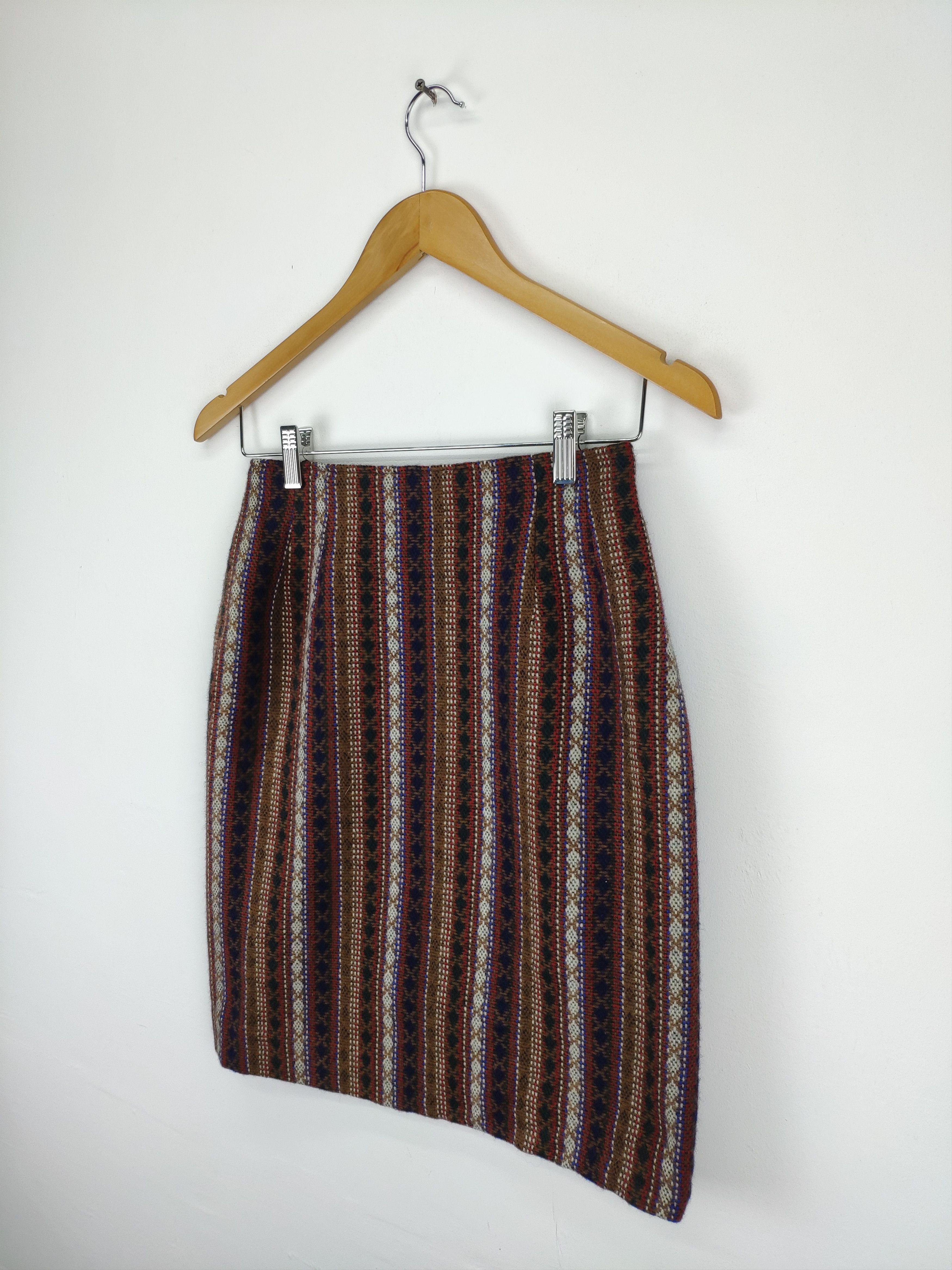 Japanese Brand OFFER💥 Vintage Wool Mini Skirt Native Style Size 24" / US 00 / IT 34 - 2 Thumbnail