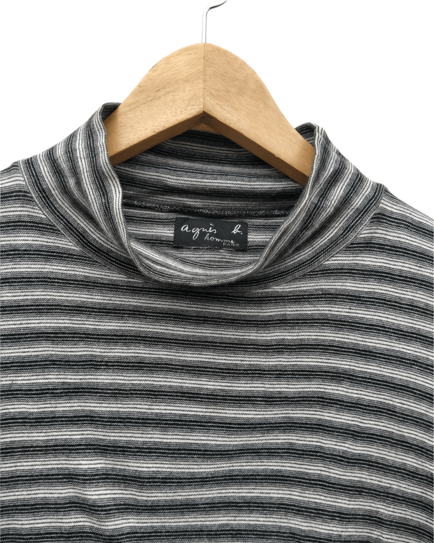 agnes b. Vintage Agnes B Homme Paris Turtleneck Stripe Long Sleeve Size US M / EU 48-50 / 2 - 3 Thumbnail