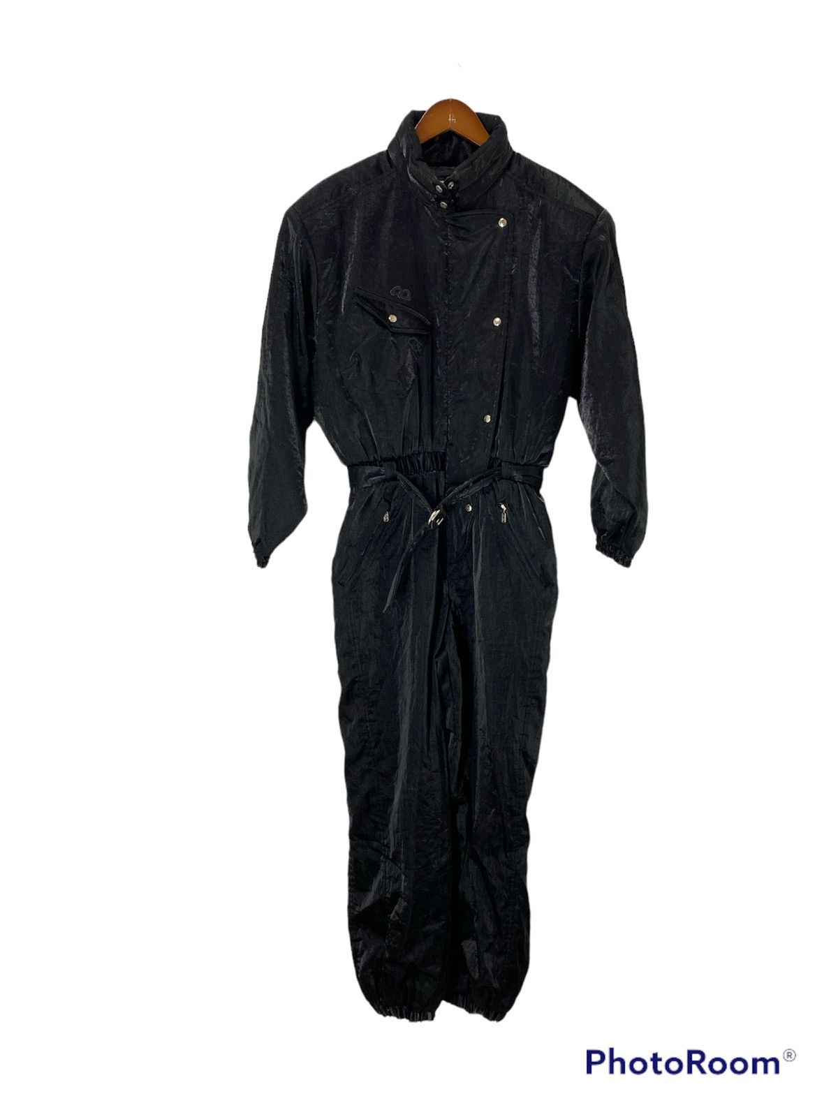 Courreges Courreges Jumpsuit Shinning Black Big Logo Design Size 29" - 1 Thumbnail