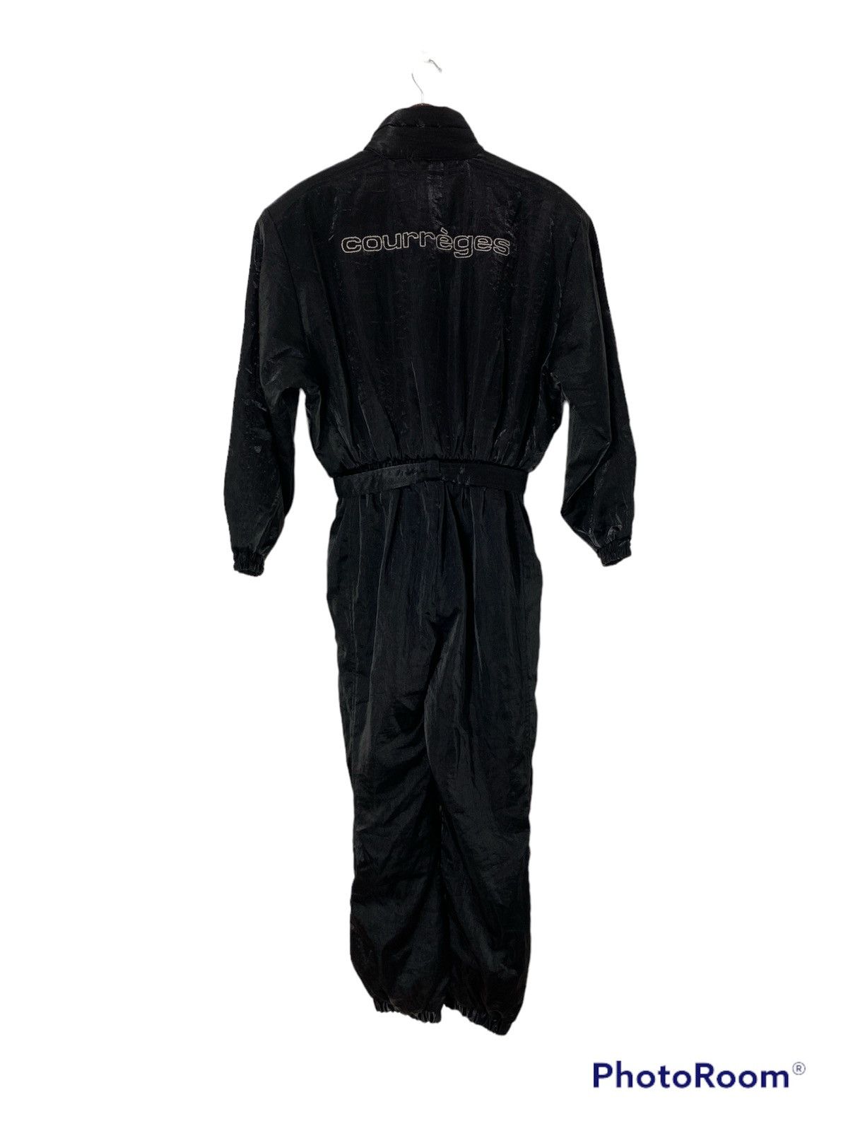Courreges Courreges Jumpsuit Shinning Black Big Logo Design Size 29" - 2 Thumbnail