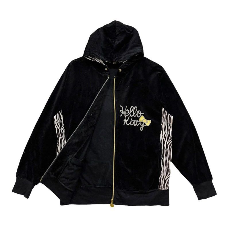 Anime Vintage Hello Kitty Hello Kanye Velvet Hoodie Zipper Jacket Size M / US 6-8 / IT 42-44 - 4 Thumbnail