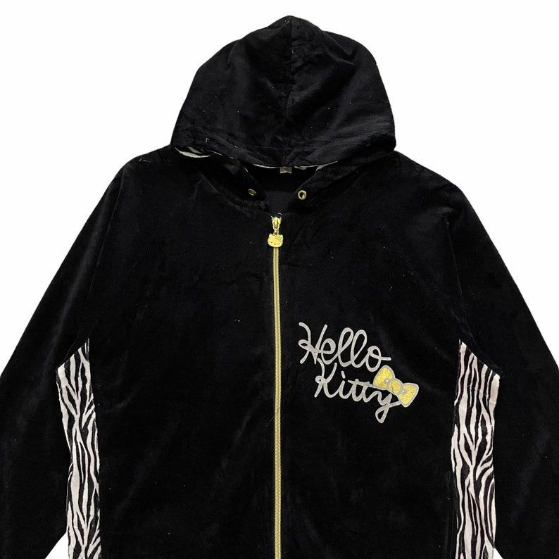Anime Vintage Hello Kitty Hello Kanye Velvet Hoodie Zipper Jacket Size M / US 6-8 / IT 42-44 - 5 Thumbnail