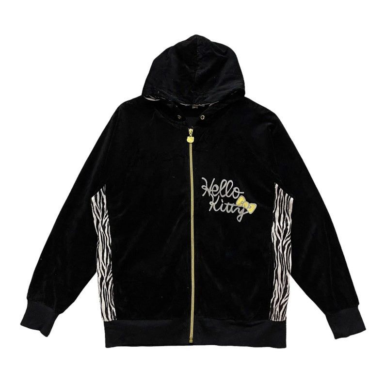 Anime Vintage Hello Kitty Hello Kanye Velvet Hoodie Zipper Jacket Size M / US 6-8 / IT 42-44 - 3 Thumbnail