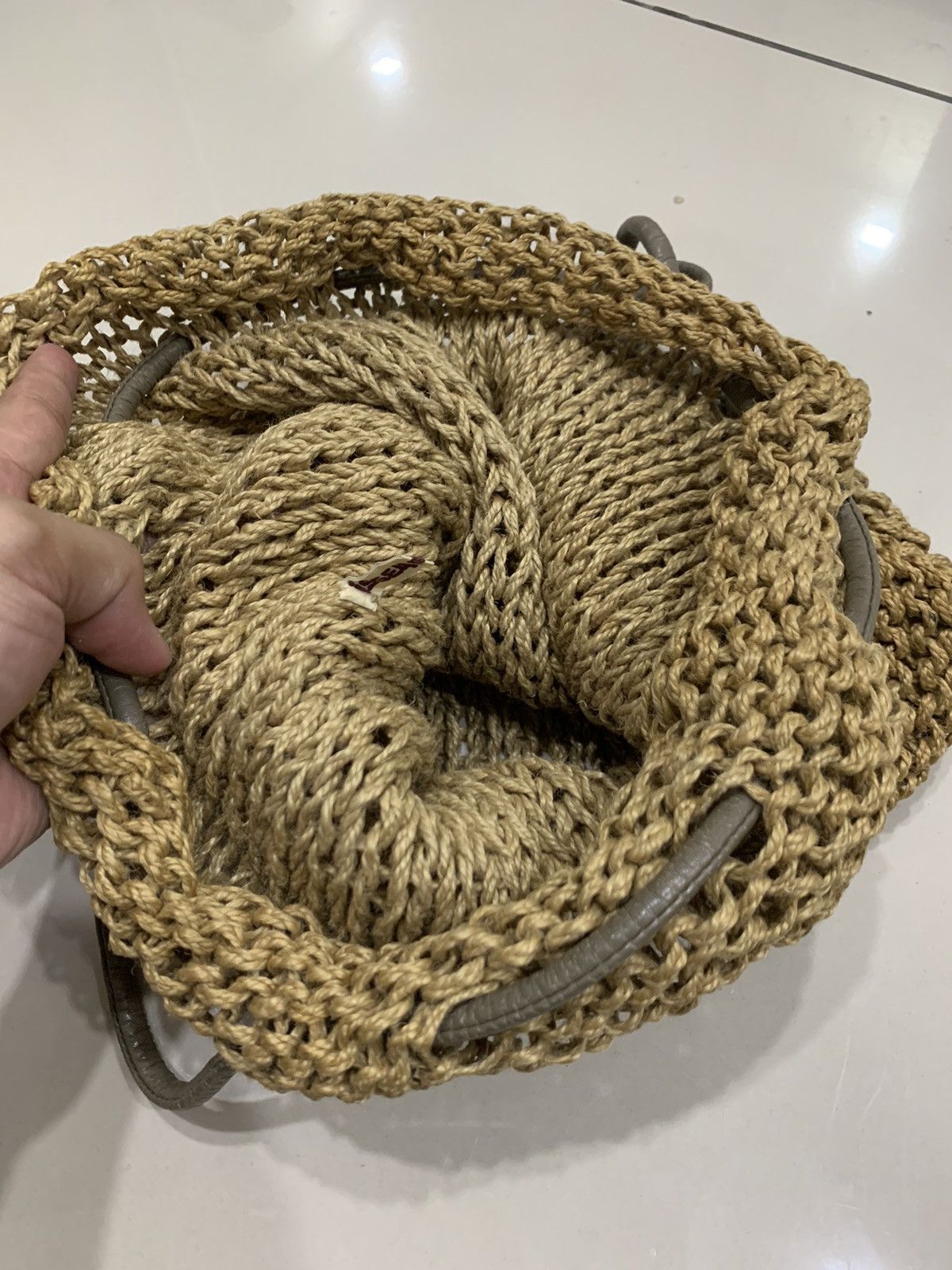 Issey Miyake 1970s EARLY ERA ISSEY MIYAKE NATURAL WOVEN DRAWSTRING BAG Size ONE SIZE - 8 Thumbnail