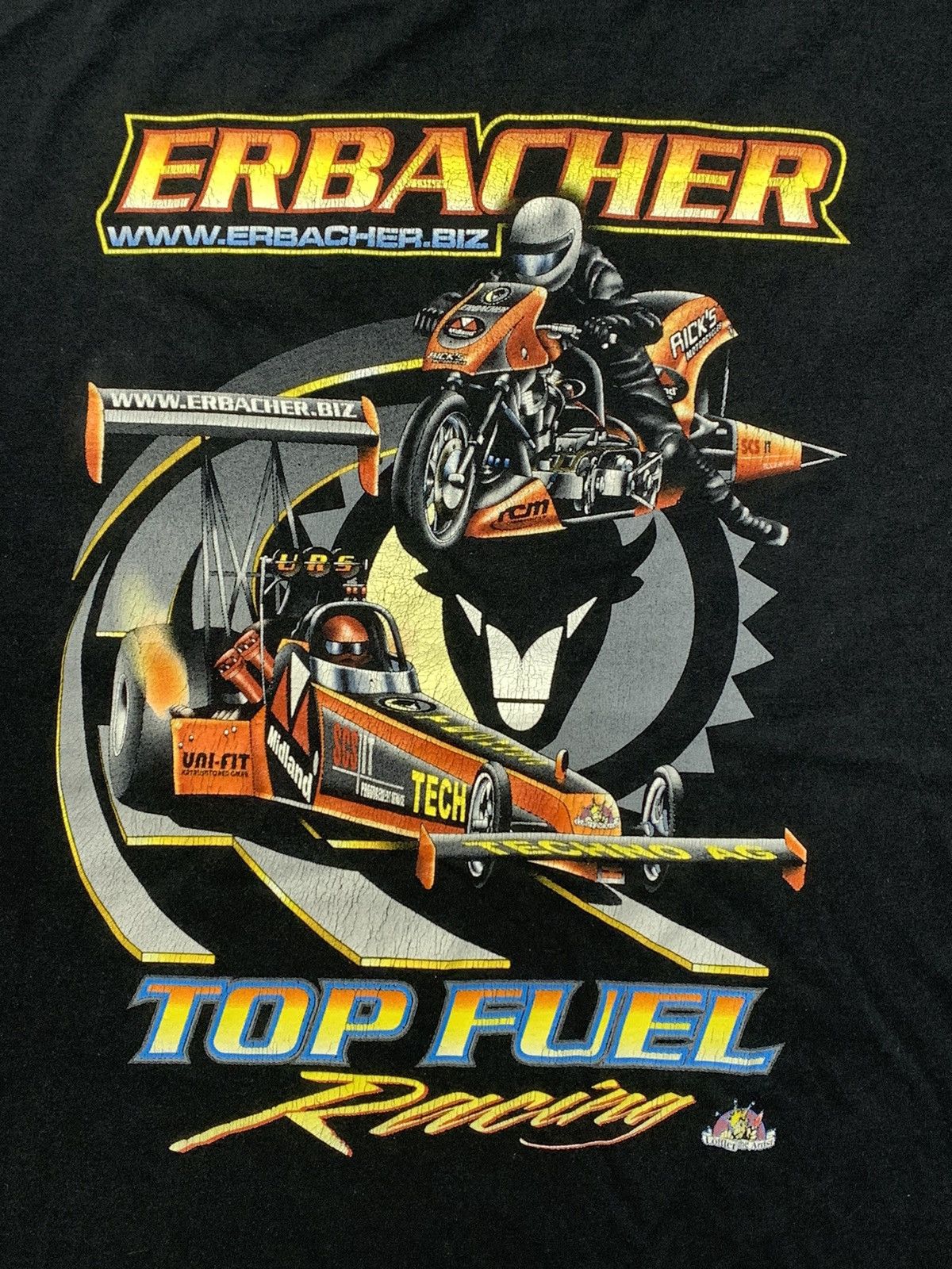 Band Tees × Vintage Vintage Y2K Erbacher Racing band tee big logo style size XL Size US XL / EU 56 / 4 - 2 Thumbnail