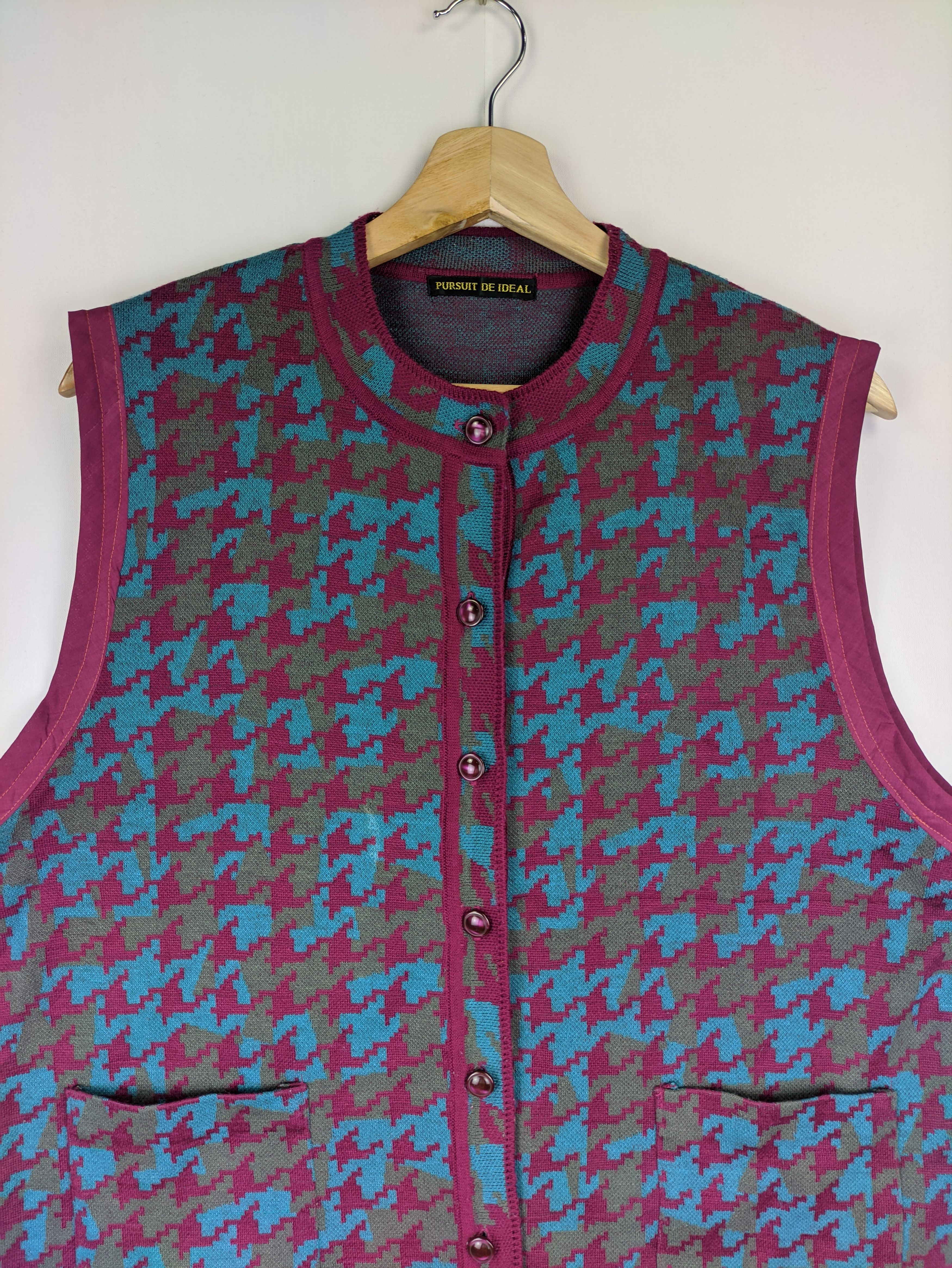 Japanese Brand × Vintage Steals🔥Vintage Vest Houndstooth Patterned Size US M / EU 48-50 / 2 - 8 Thumbnail