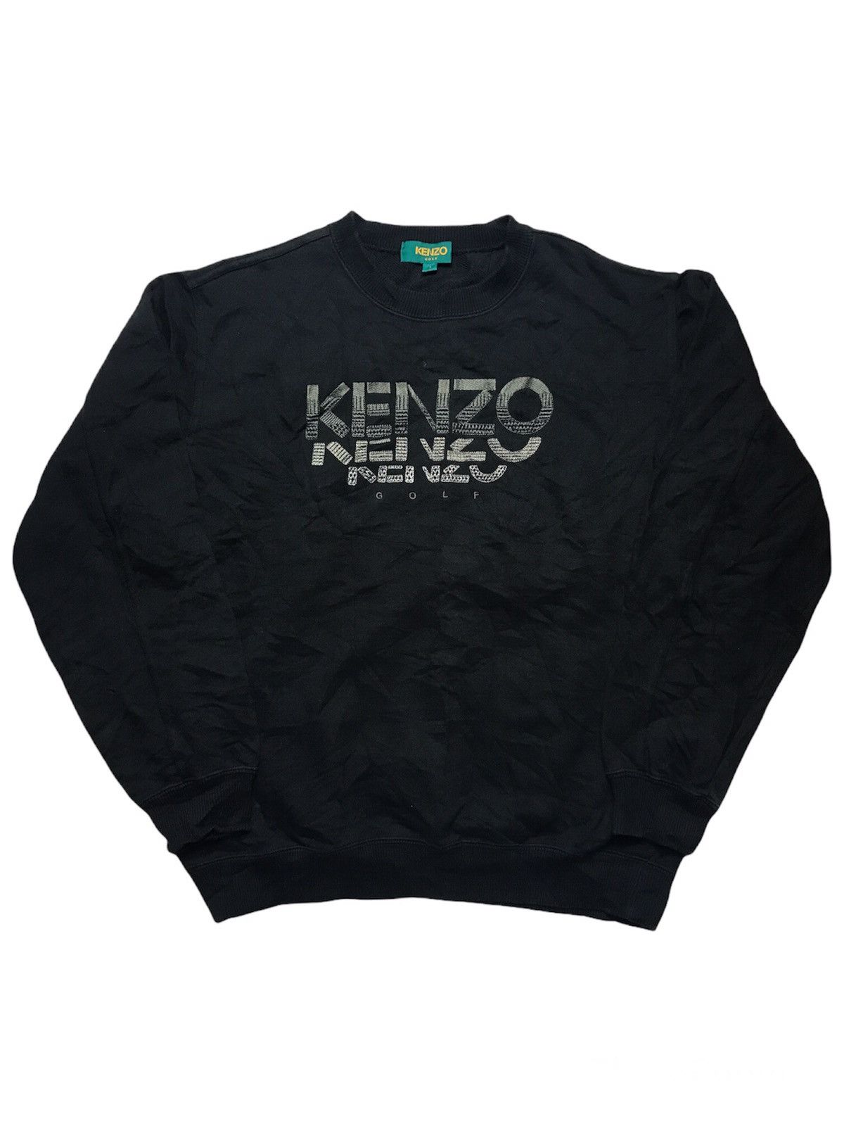 image of Kenzo Golf Embroidered Logo Crewneck Sweatshirt in Black, Men's (Size Small)