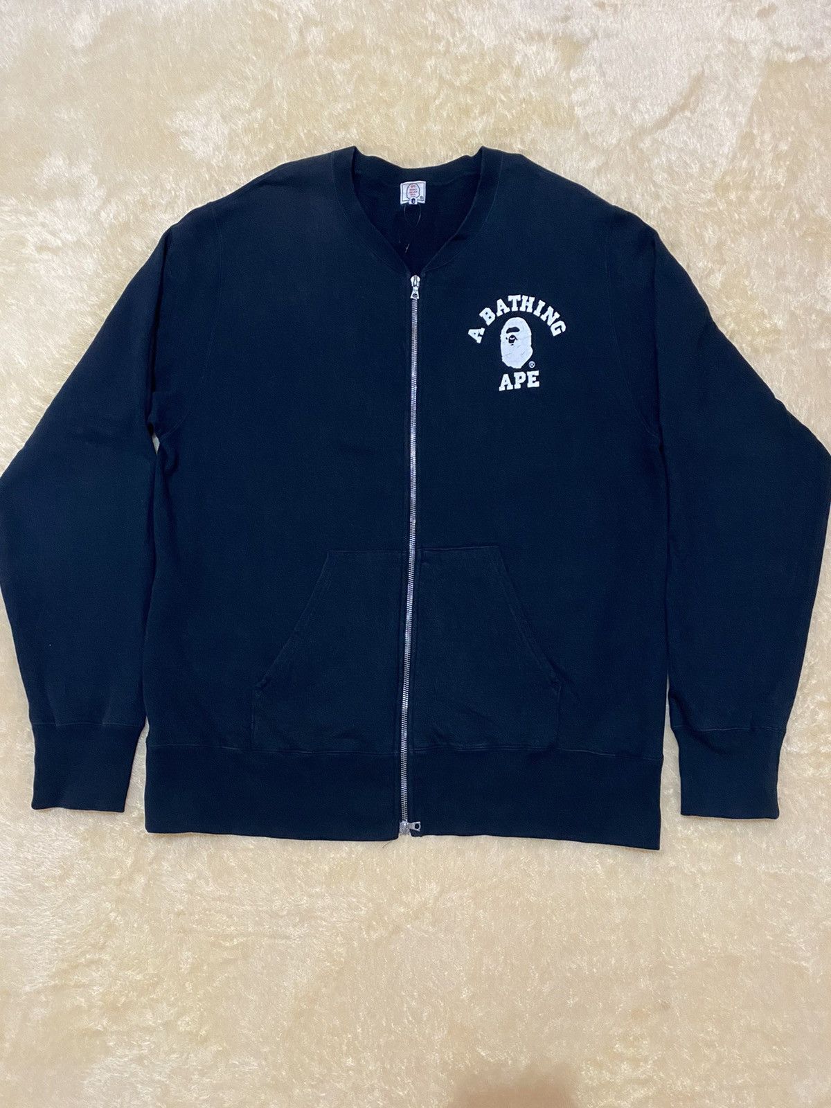 image of Bape x Vintage College Zip Sweatshirt in Black, Men's (Size XL)