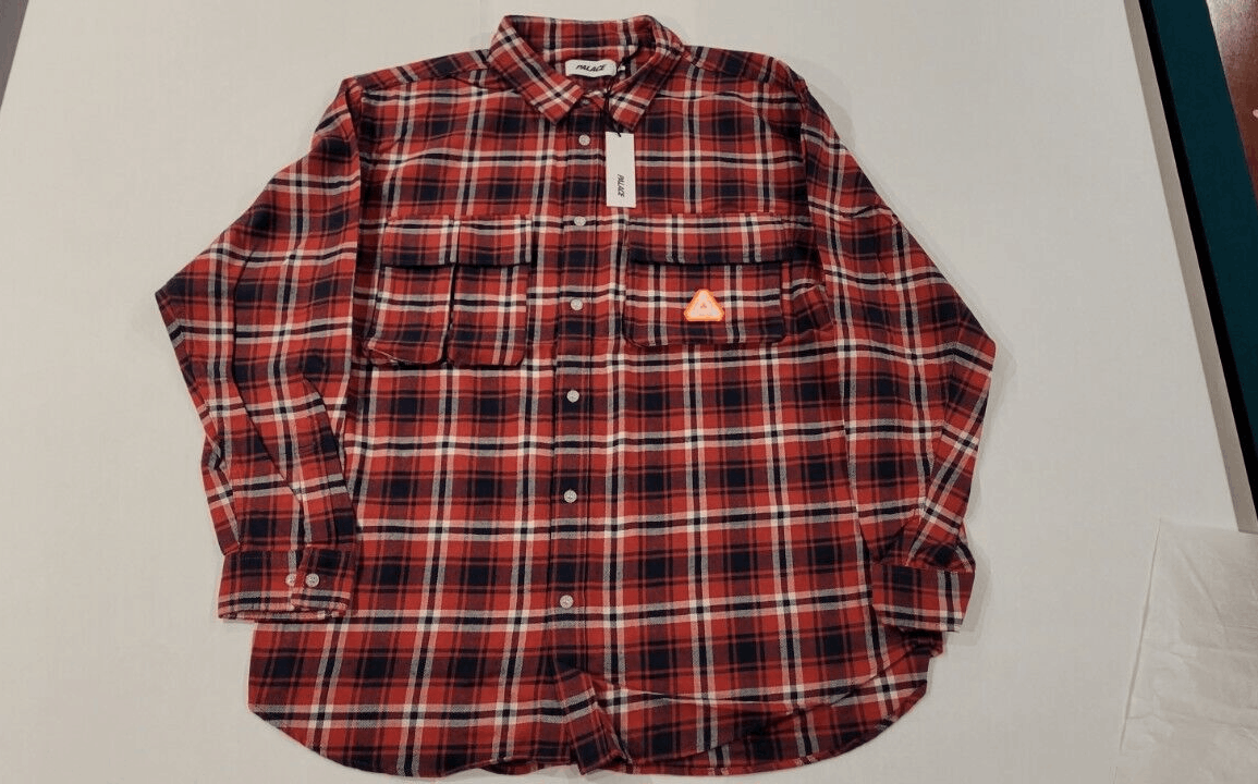 image of Palace Cargo Pocket Flannel Shirt Tri Ferg Supreme XL Red, Men's