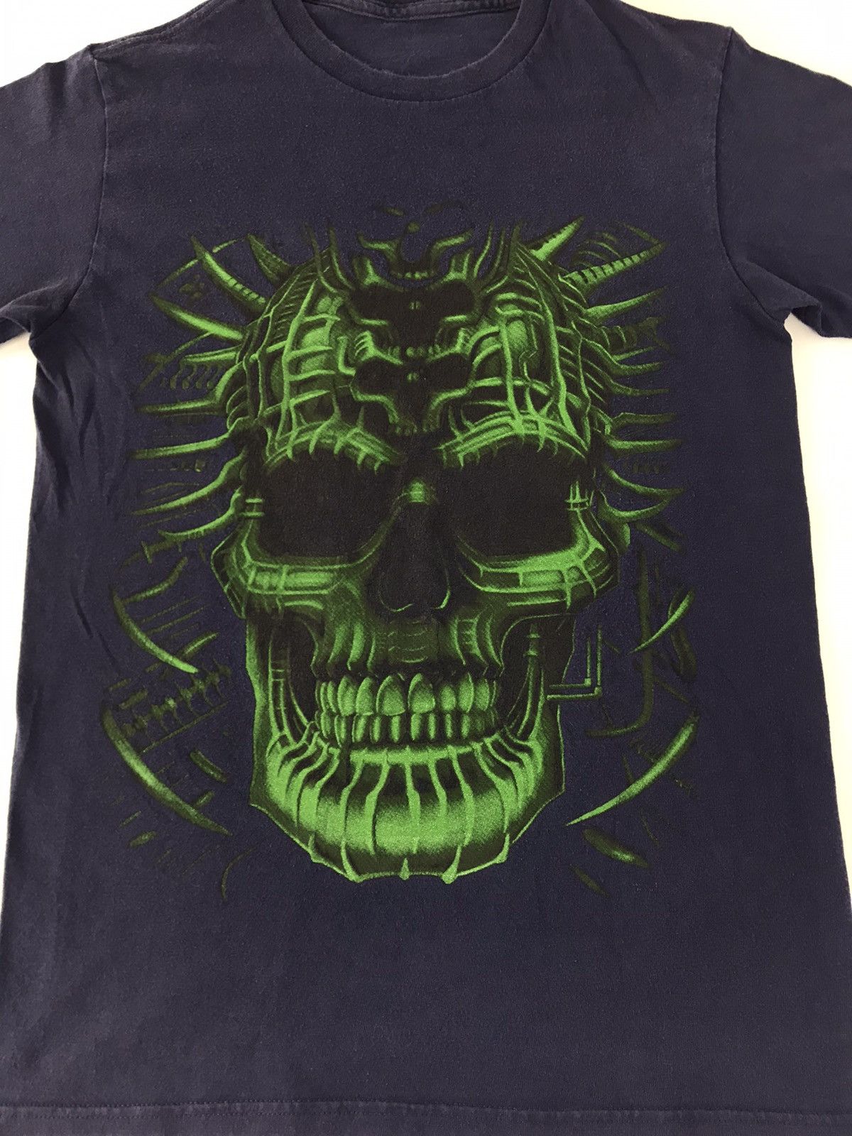 Vintage Cyberpunk Gothic Bondage Skull Stud Liquid Blue Design Tee Size US S / EU 44-46 / 1 - 2 Thumbnail