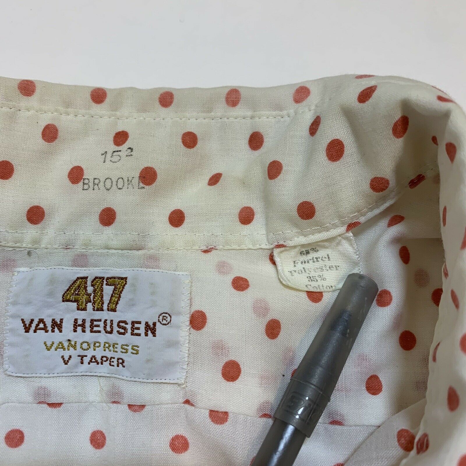 Van Heusen × Vintage Vintage 60s 70s Van Heusen 417 Vanopress Polka Dot Shirt Size US S / EU 44-46 / 1 - 9 Thumbnail