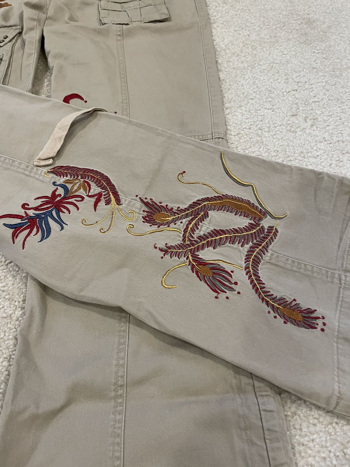 Japanese Brand × Vintage Vintage Embroidered Flare Bondage Cargo Pants Size US 32 / EU 48 - 7 Thumbnail