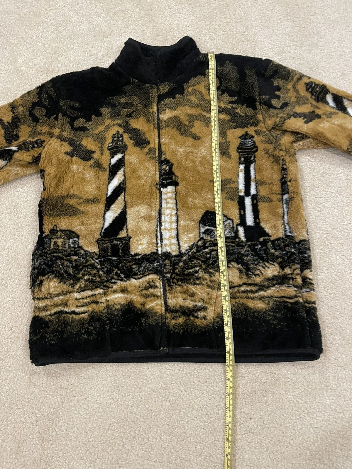 Vintage Vintage Outdoor Nature Fleece Jacket Lighthouse Black Gold Size US M / EU 48-50 / 2 - 3 Thumbnail